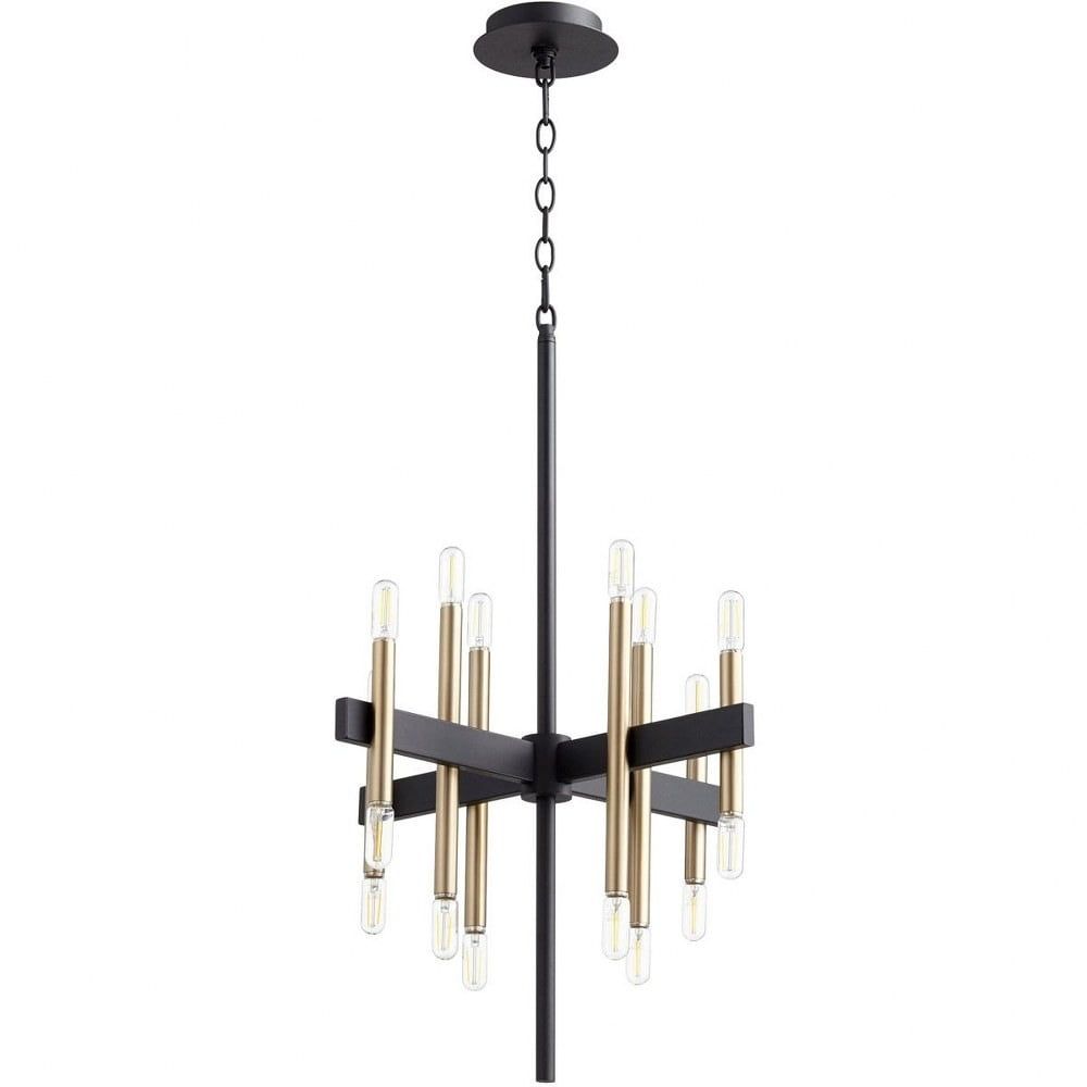 Luxe Noir 16-Light Aged Brass Chandelier for Modern Elegance