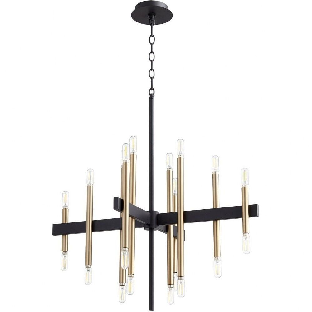 Luxe 20-Light Textured Black and Aged Brass Chandelier