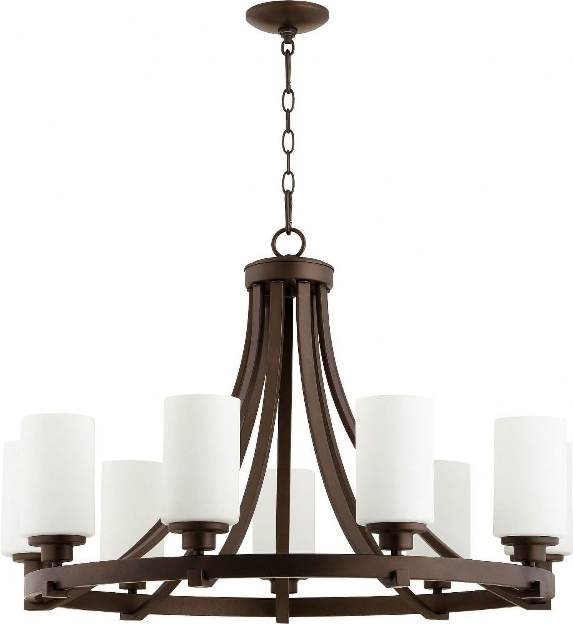 Lancaster 9-Light Oiled Bronze Chandelier with Satin Opal Shades