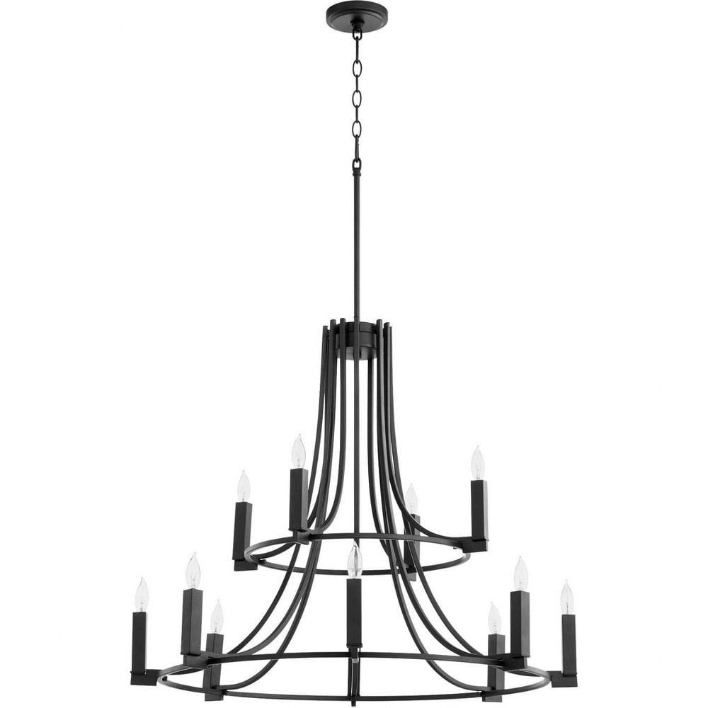 Black 12-Light Geometric Candle Chandelier