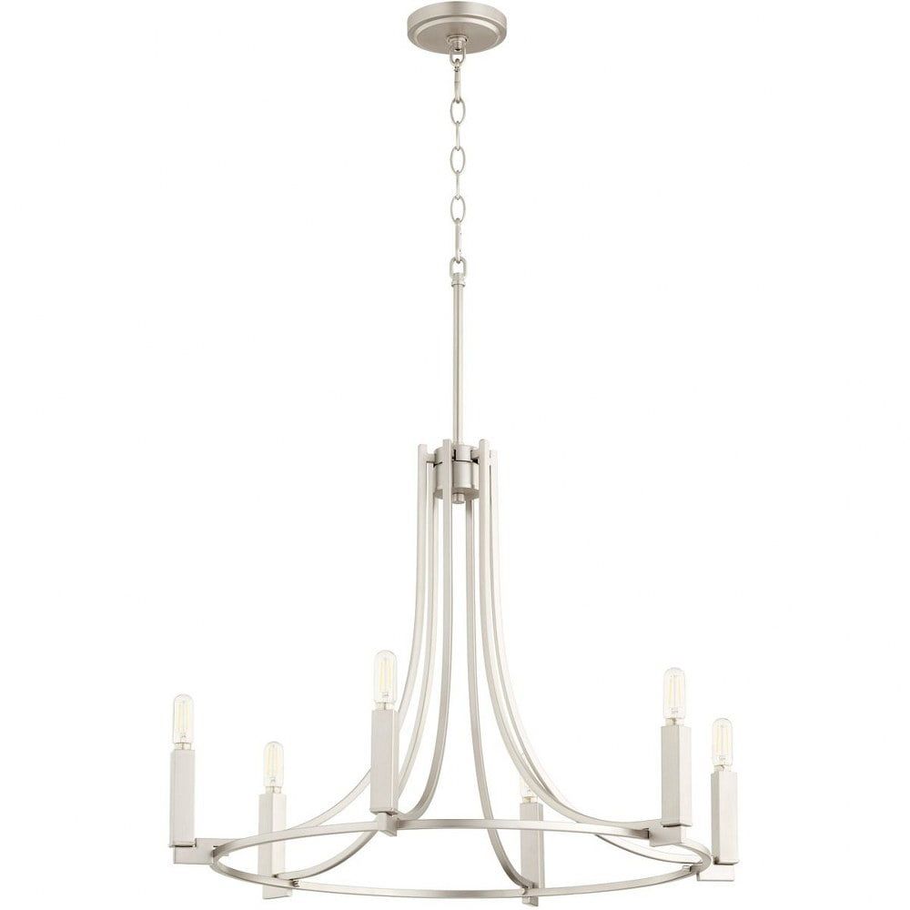 Satin Nickel 6-Light Candelabra Chandelier