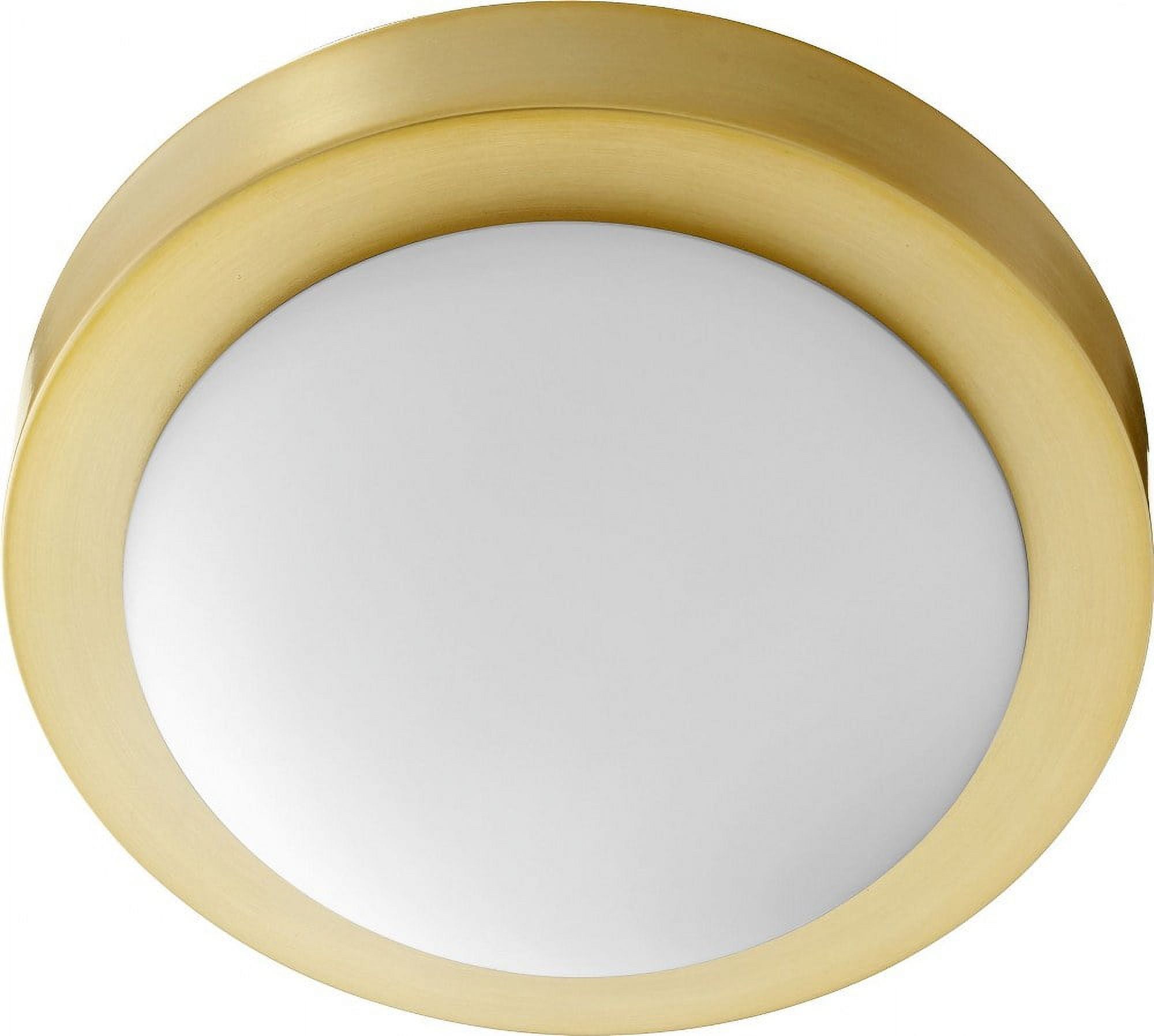 Aged Brass Satin Opal Glass Indoor/Outdoor Flush Mount Light