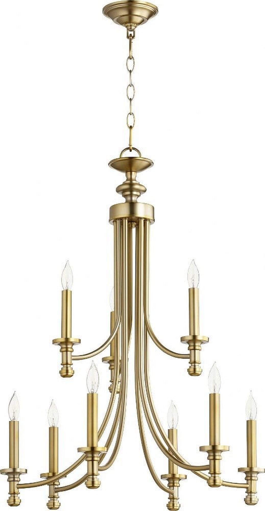 Aged Brass 9-Light Candle Chandelier with Crystal Accents