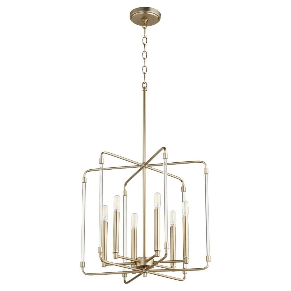 Elegant Aged Brass Optic 6-Light Contemporary Pendant