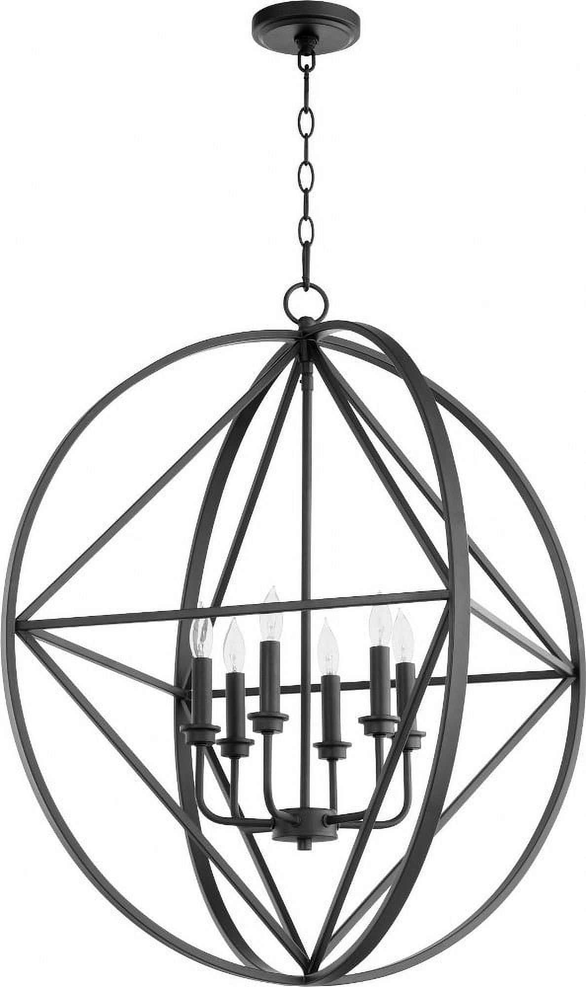 Noir Glass and Black 6-Light Indoor/Outdoor Pendant