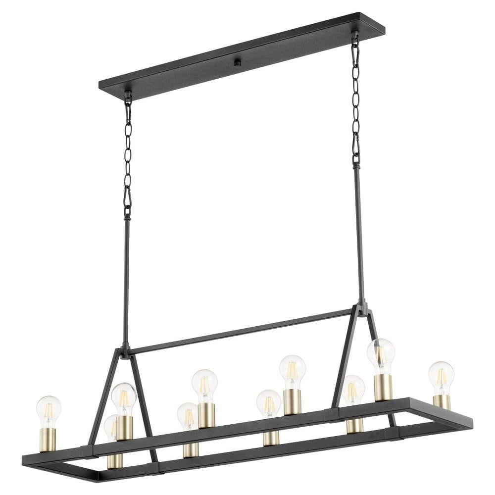 Paxton Noir and Aged Brass 10-Light Linear Chandelier