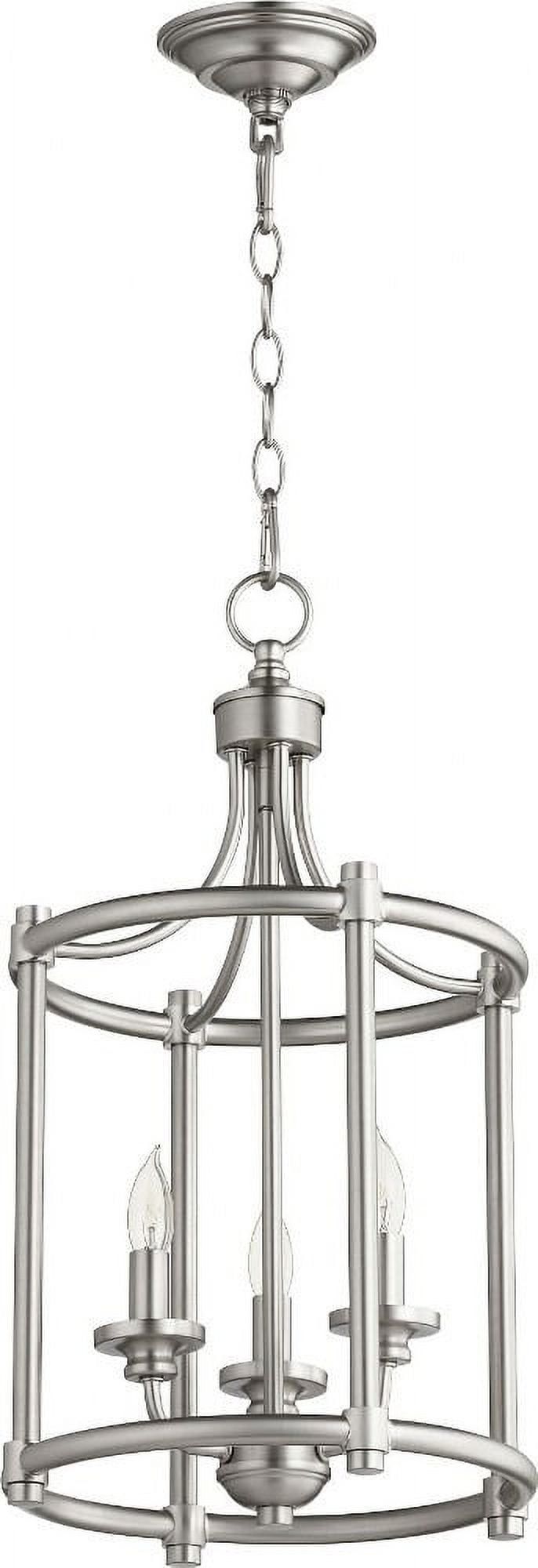 Elegant Satin Nickel 3-Light Candelabra Pendant with Crystal Accents