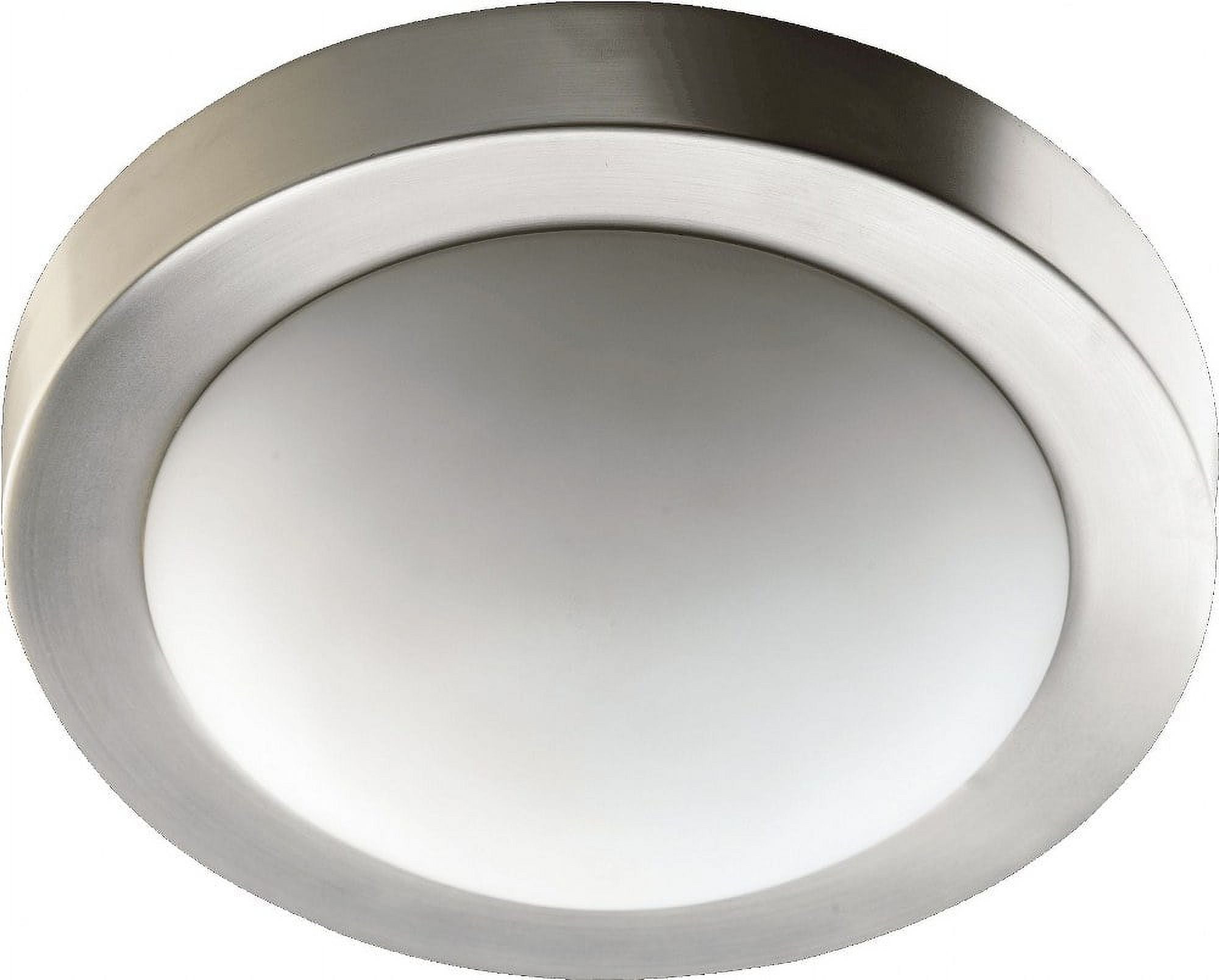 Satin Nickel 2-Light Flush Mount with Opal Glass Shade