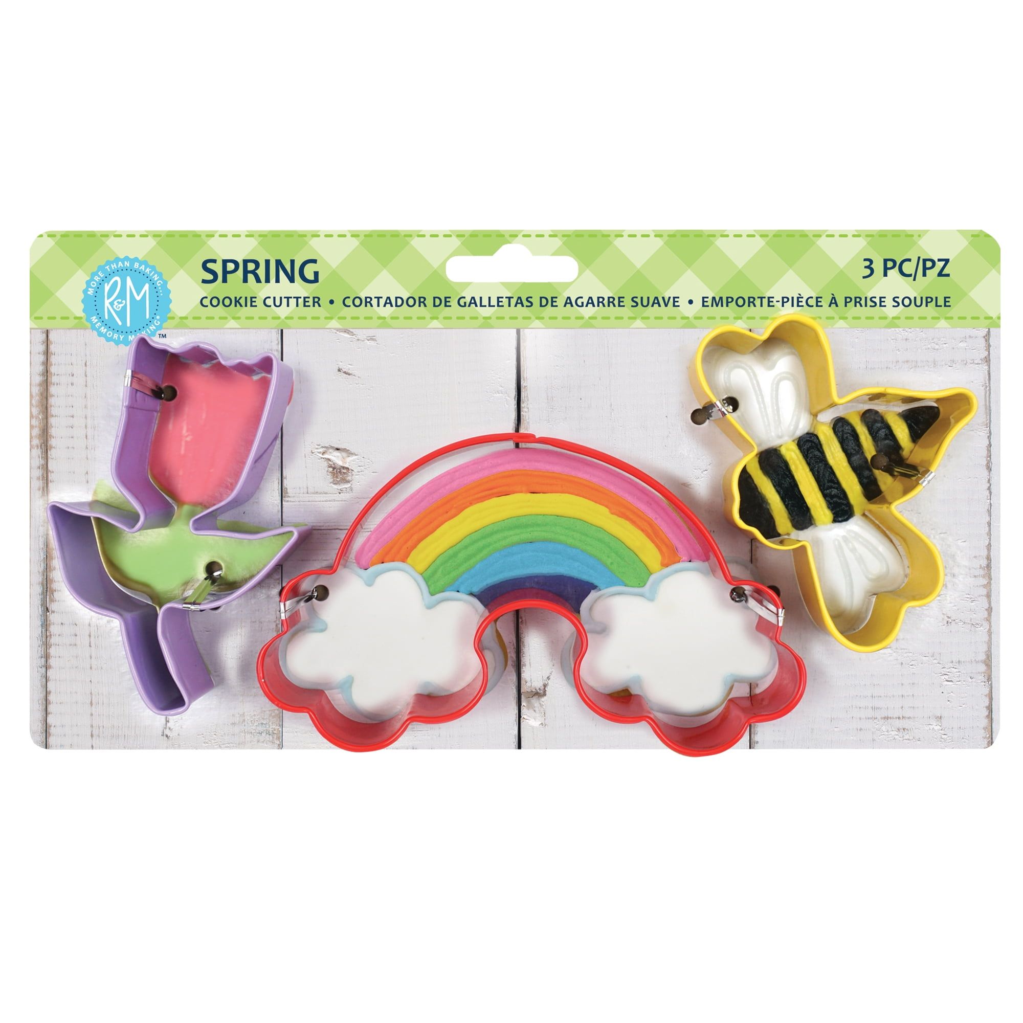 Spring-Themed Colorful Metal Cookie Cutter Set, 3-Piece