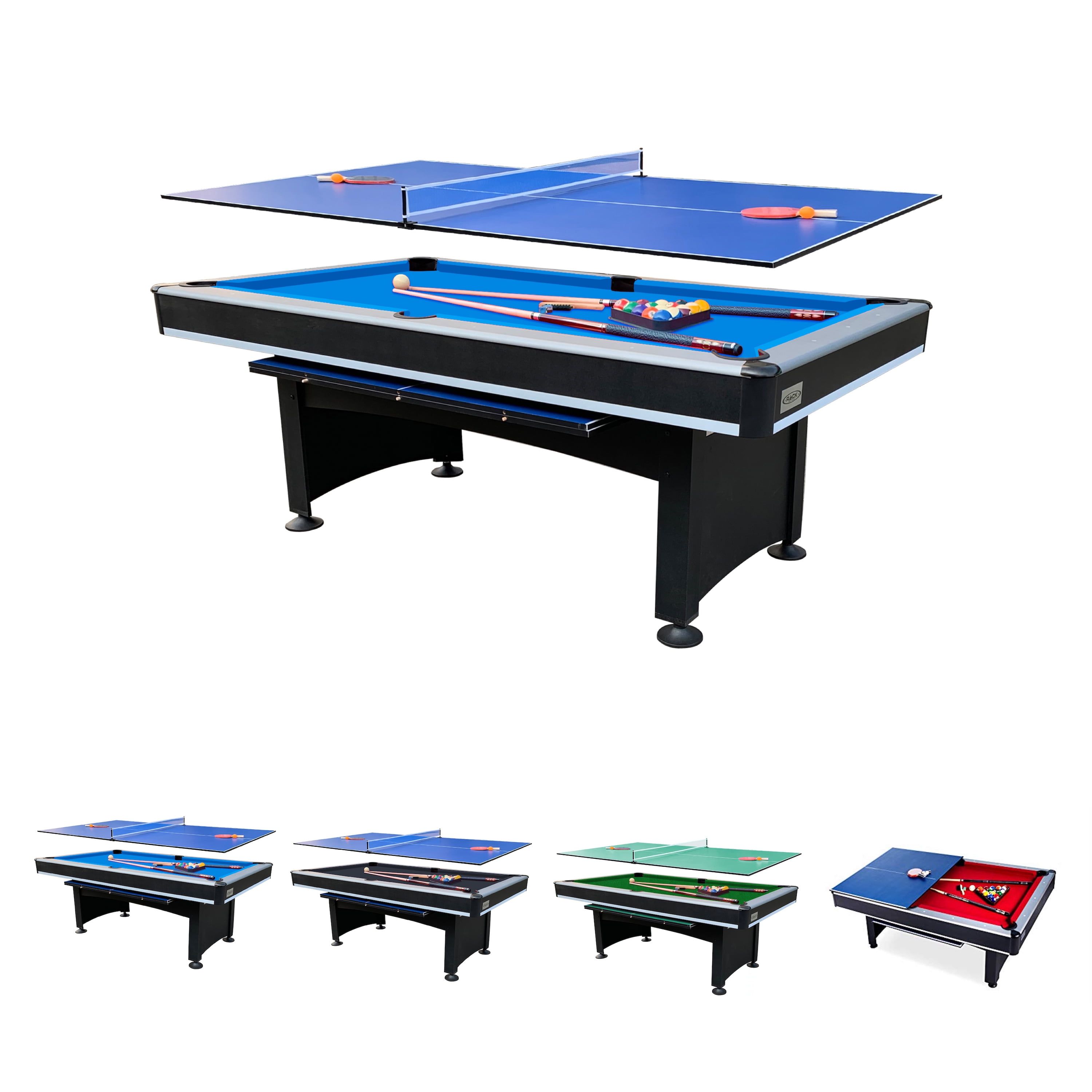 7-Foot Blue and Black 2-in-1 Pool and Ping Pong Table