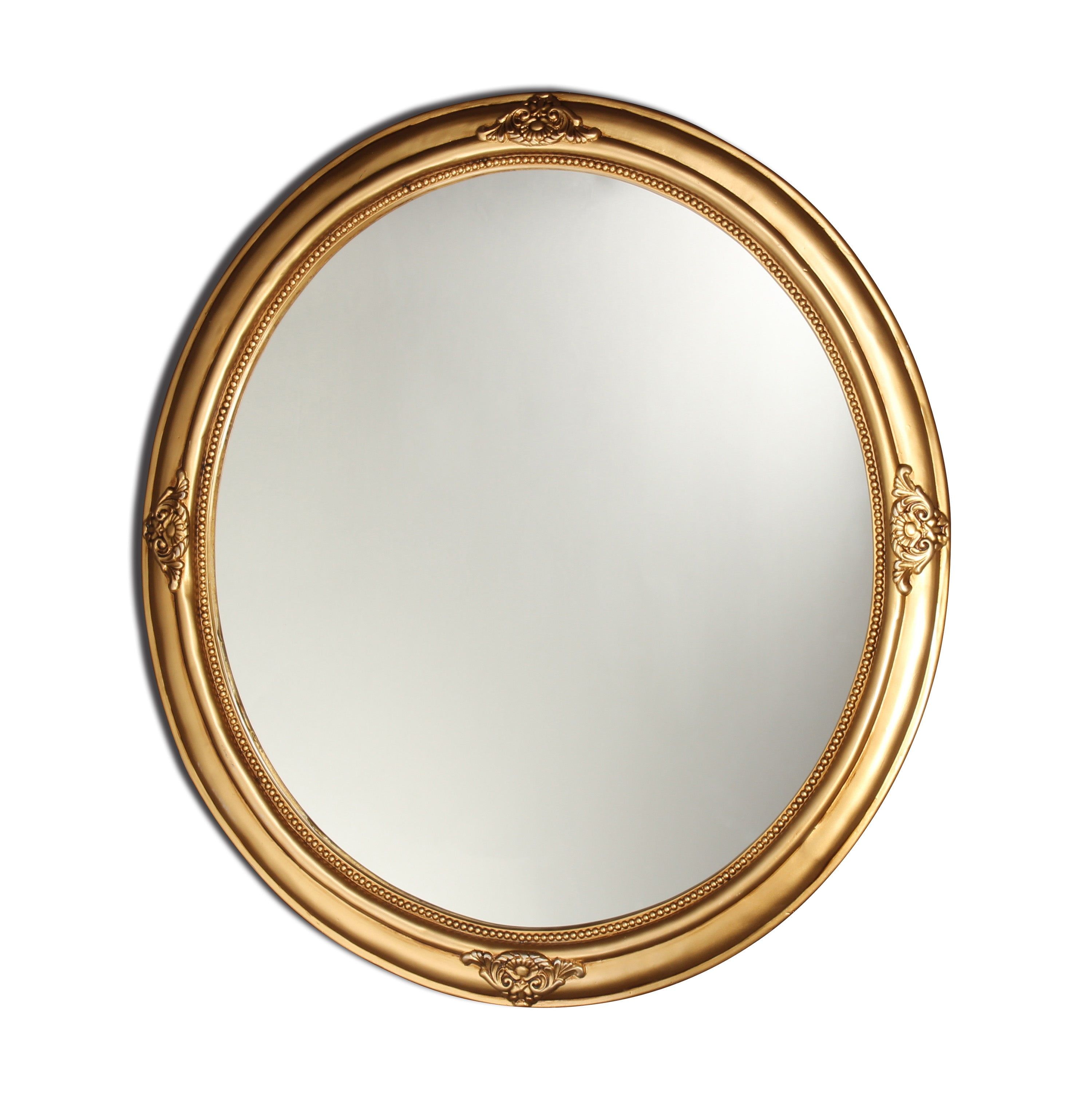 Elegant Antique Gold Oval Wall Mirror 26x29