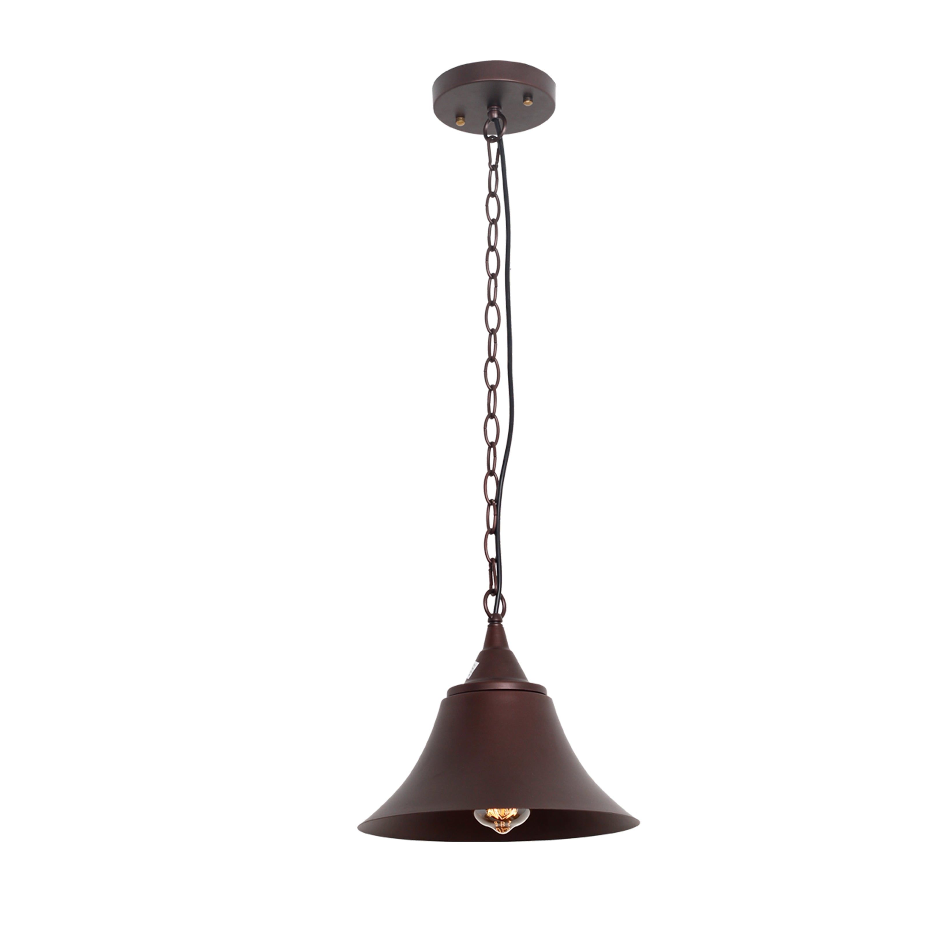 Mini Industrial Bronze Glass Pendant Light 12"