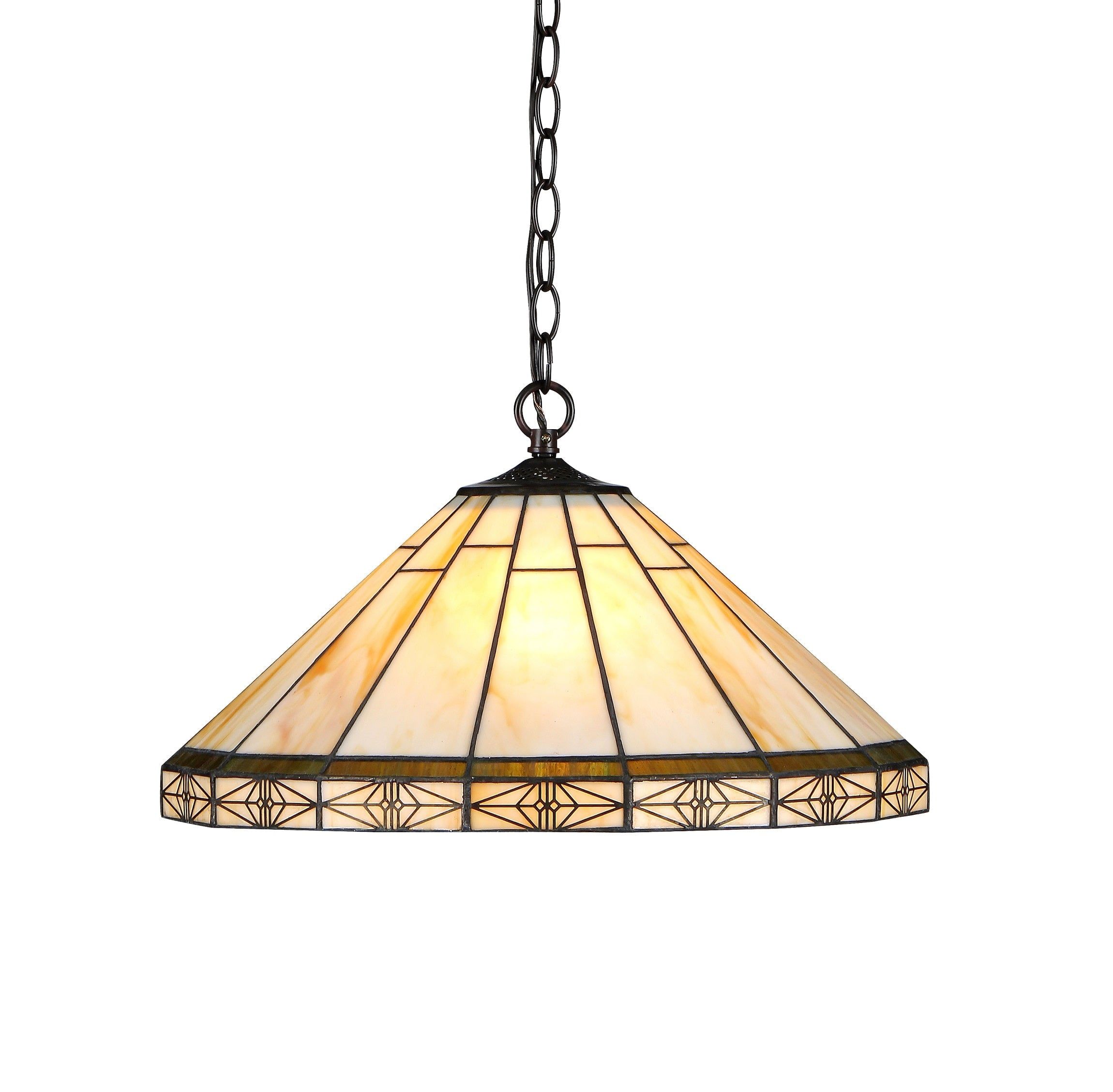 Belle Bronze Stained Glass 2-Light Ceiling Pendant