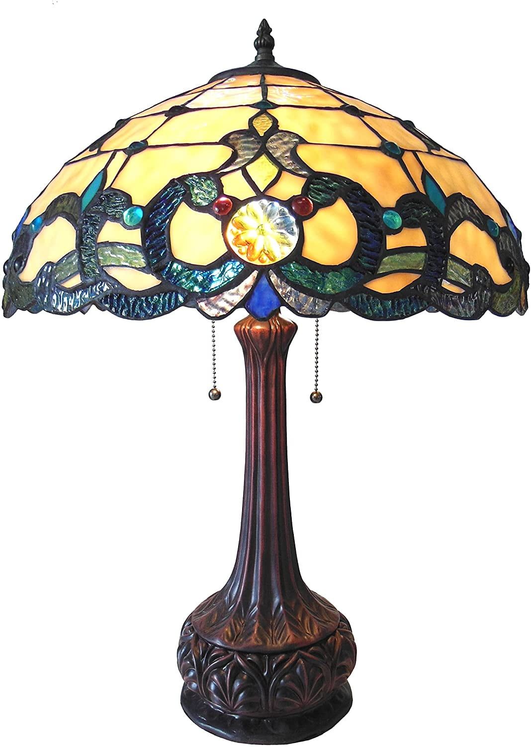 Victorian Elegance 18" Bronze Stained Glass Table Lamp