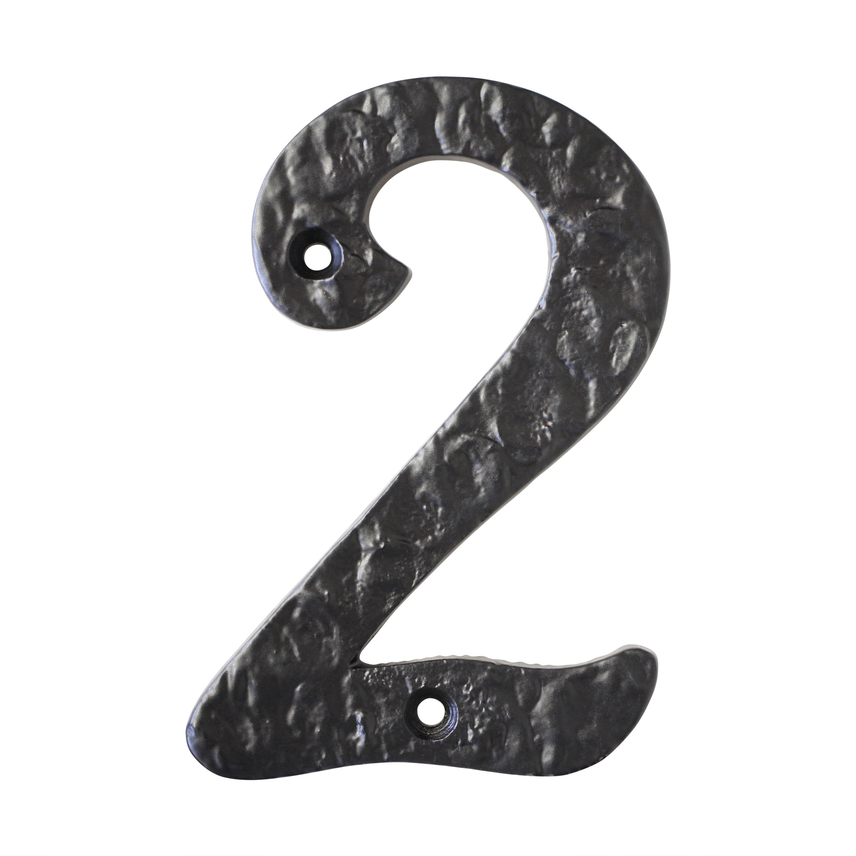 Black Wrought Iron 4-Inch House Number 2