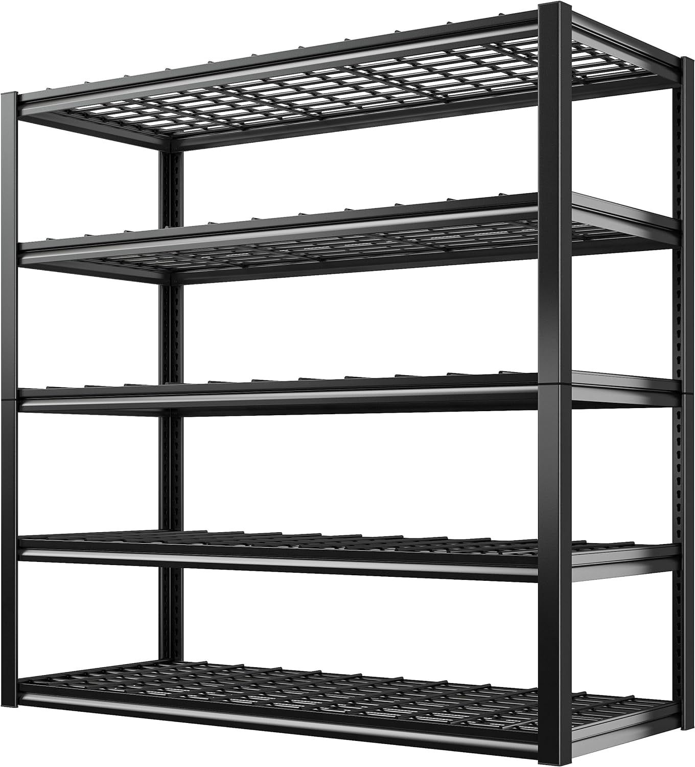 REIBII Black Adjustable 5-Tier Metal Garage Shelving Unit