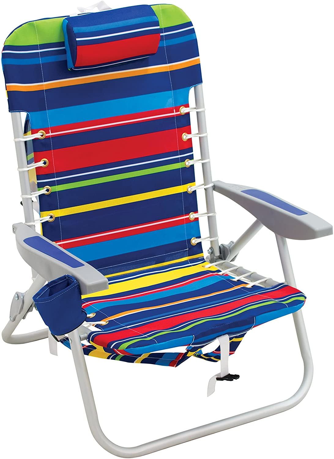 Multi-Color Striped Aluminum Outdoor Folding Chair with Cushions