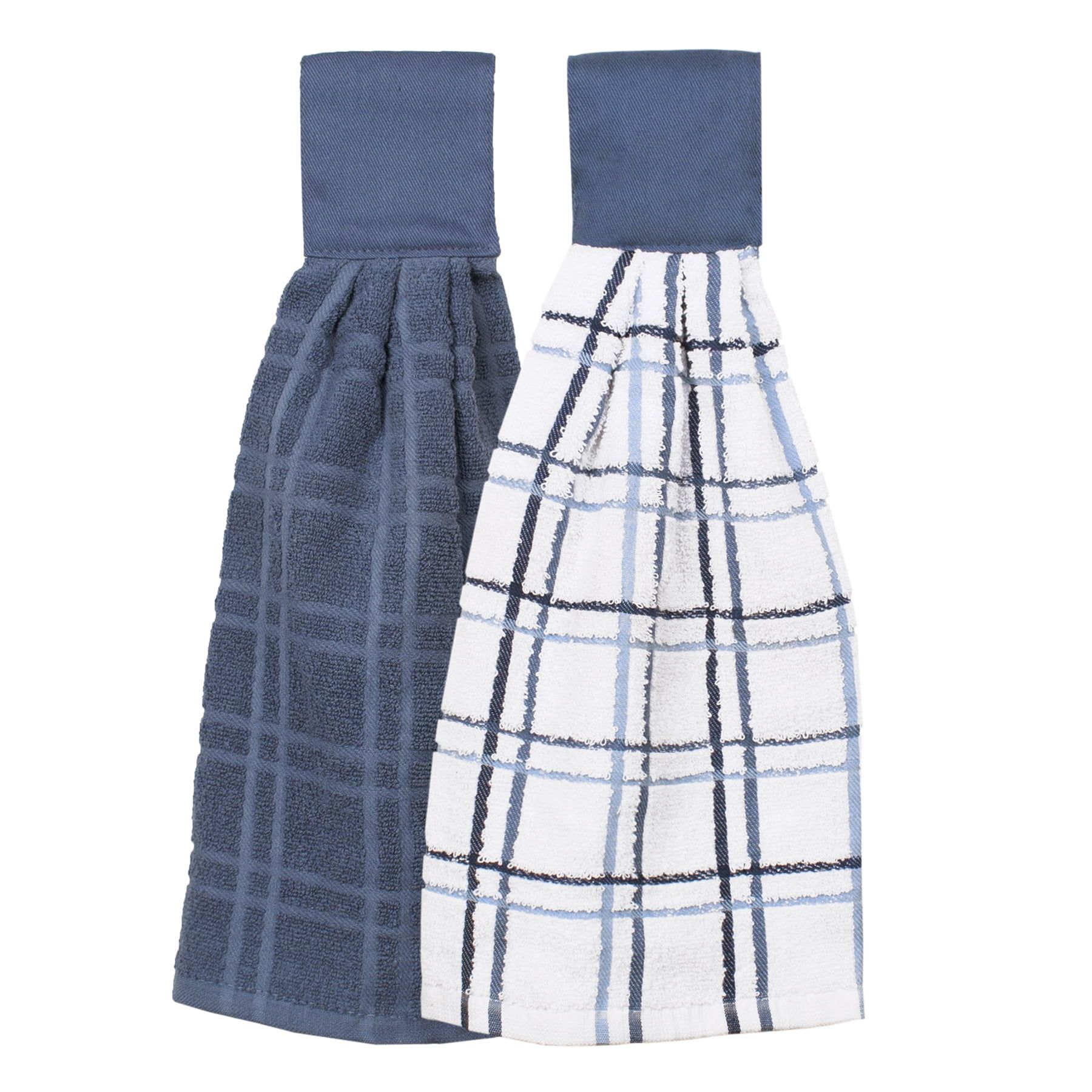 Federal Blue Cotton Terry Kitchen Towel Set with Hook-and-Loop Closure