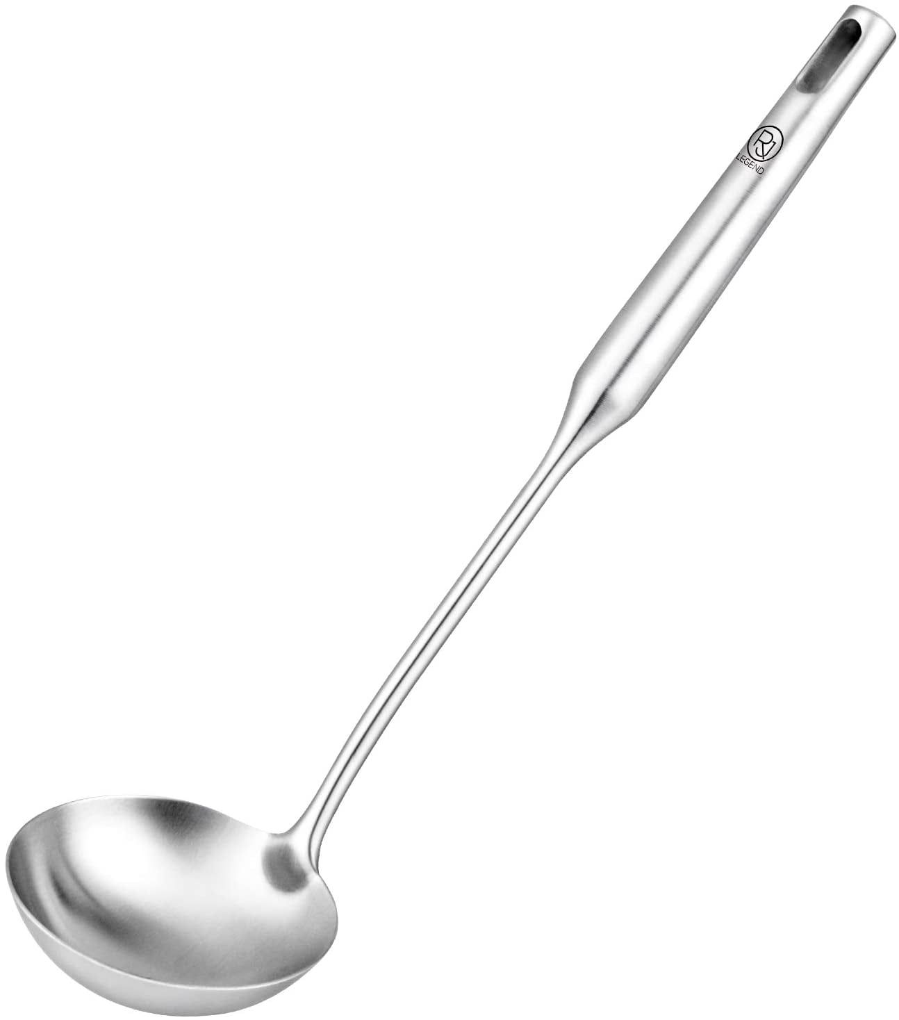 RJ Legend 14.2" Stainless Steel Silver Soup Ladle with Ergonomic Handle