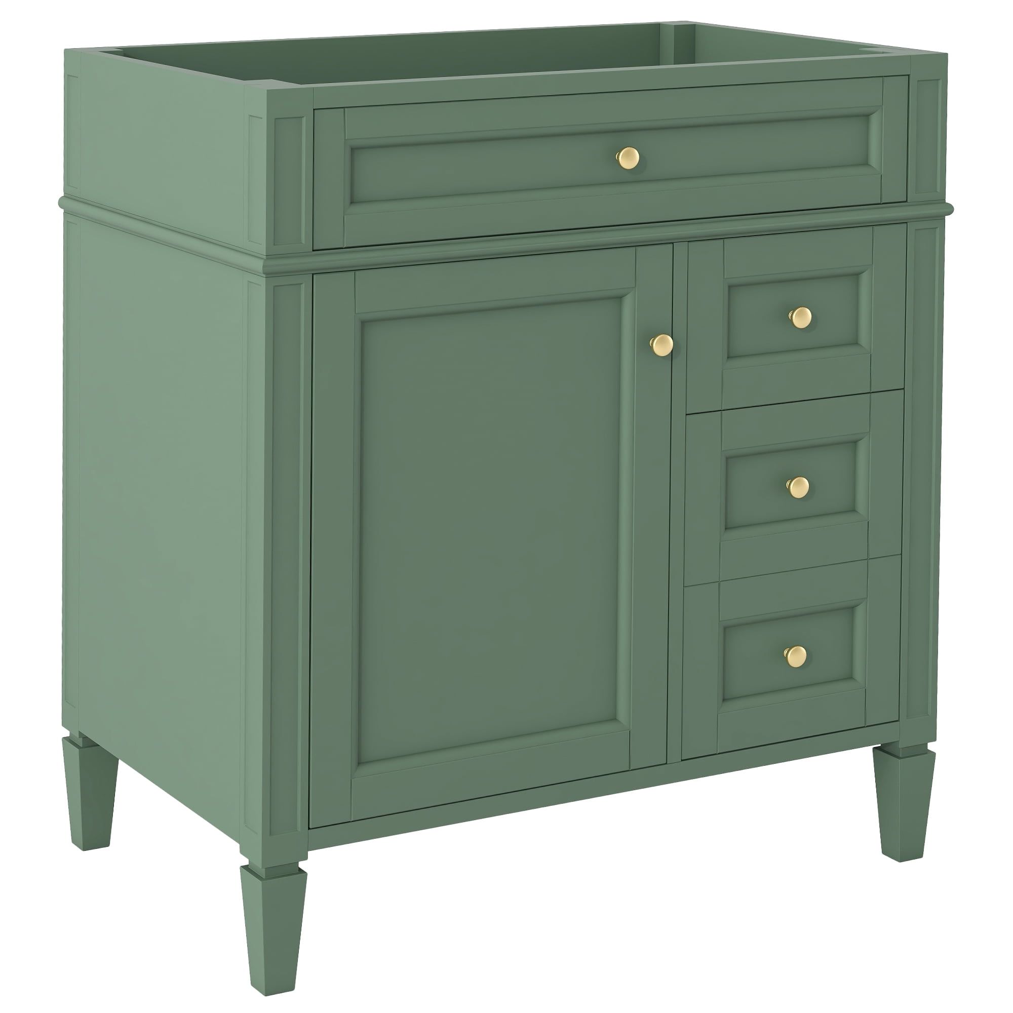 Green 30" Freestanding MDF Bathroom Vanity with Drawers