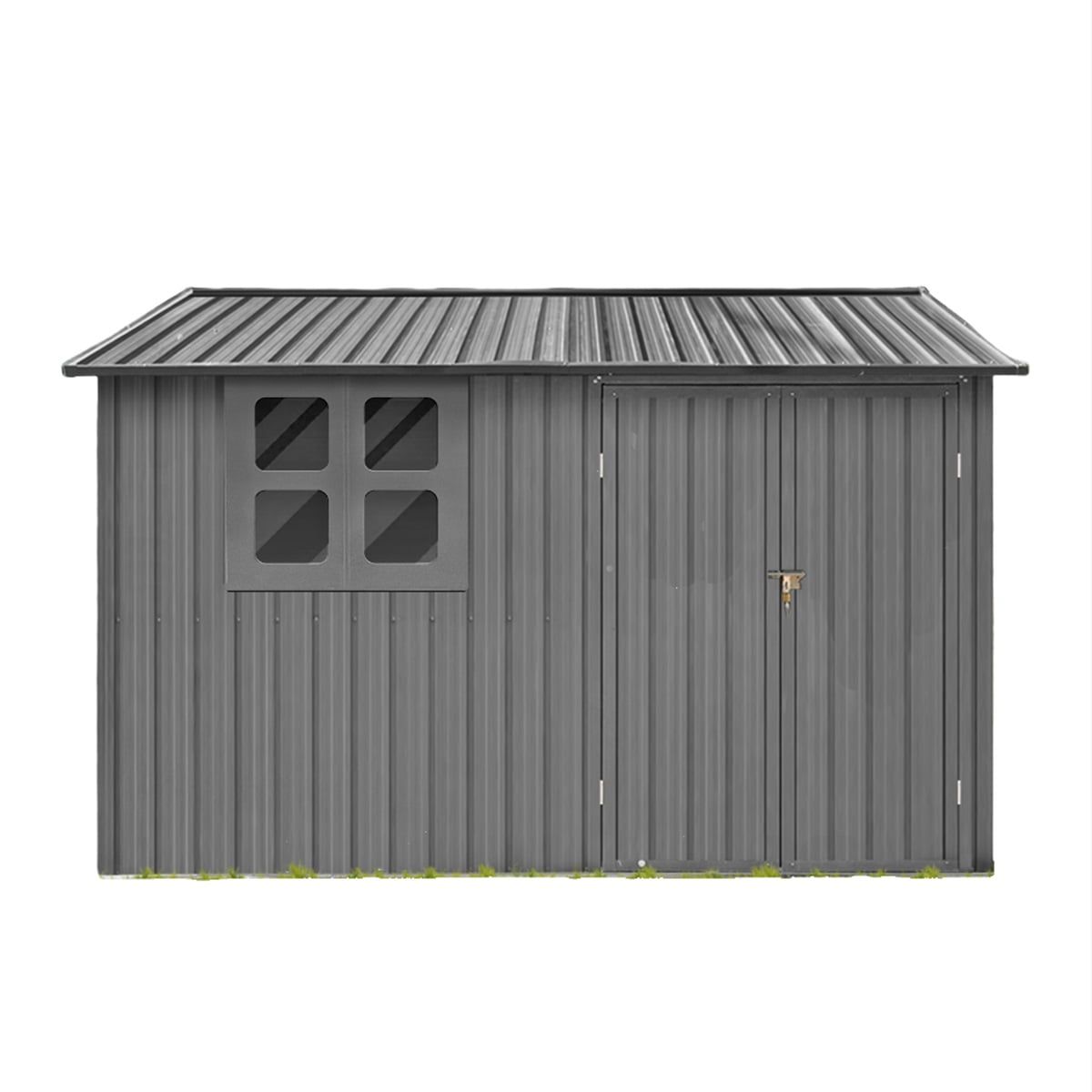 6' x 8' Gray Metal Storage Shed with Window