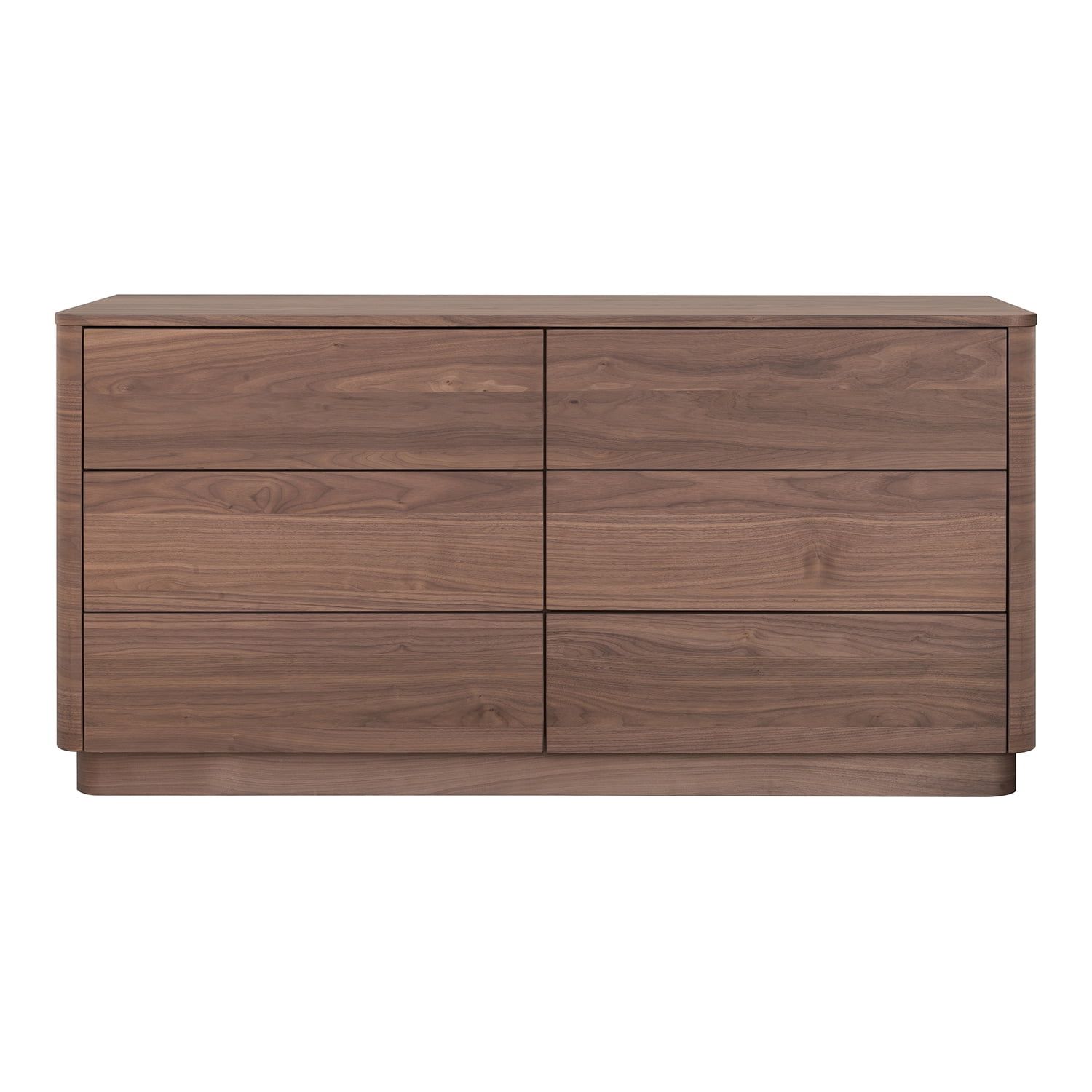 60" Walnut Brown Scandinavian Double Dresser with Soft Close Drawers