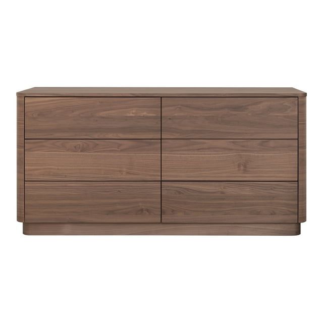 60" Walnut Brown Scandinavian Double Dresser with Soft Close Drawers