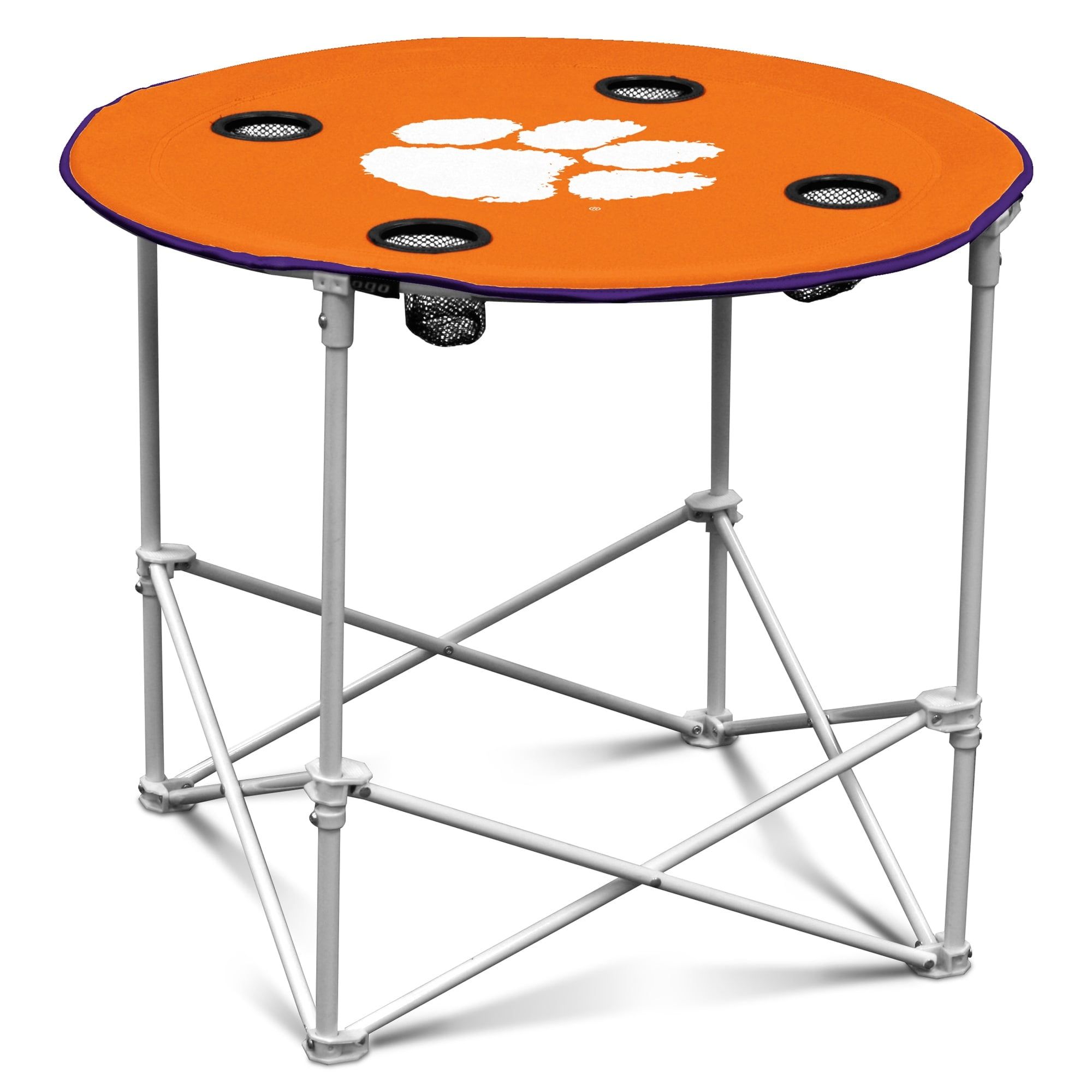 Orange Round Collapsible Table with Black Steel Frame