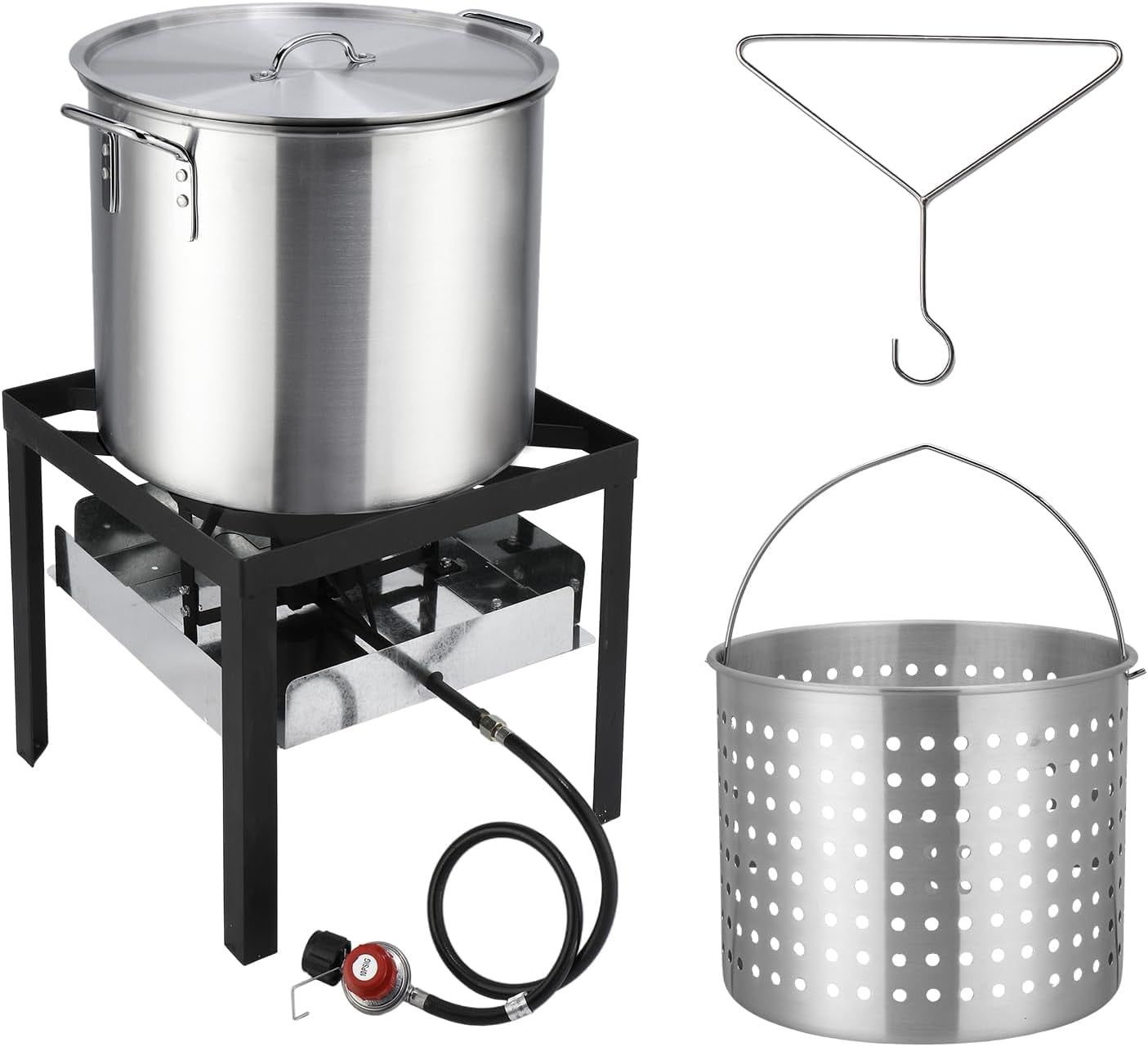 60QT Black Aluminum Turkey Fryer with Propane Stove