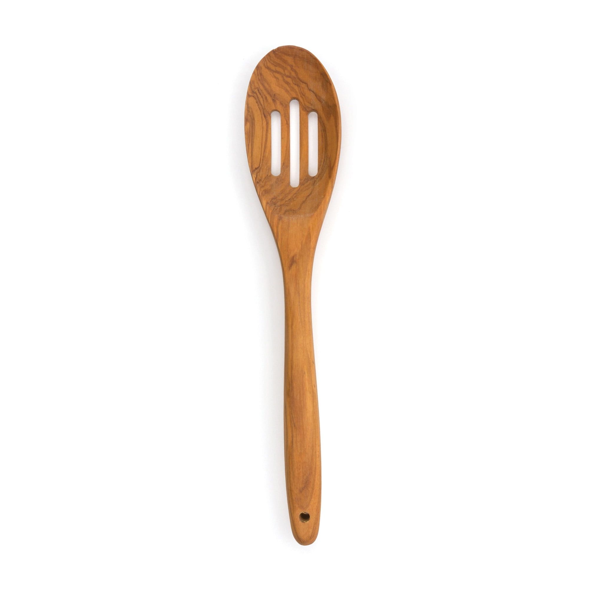 12-Inch Olive Wood Slotted Mixing Spoon