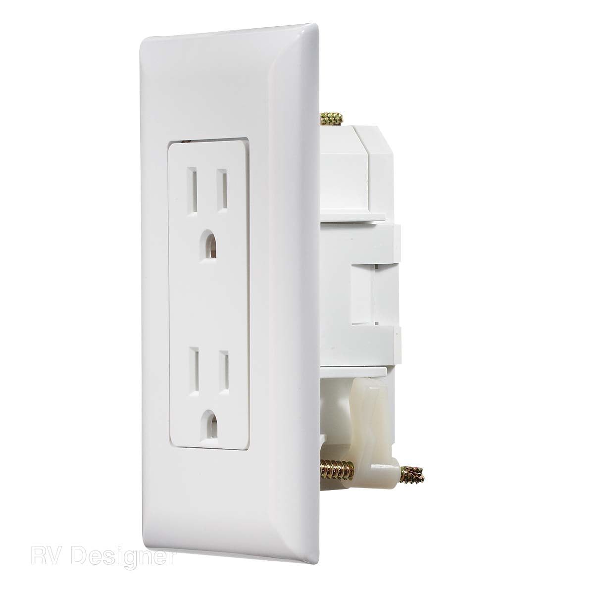 White Dual AC Self-Contained Outlet with Cover Plate