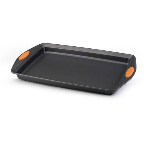 11" x 17" Gray Nonstick Carbon Steel Baking Sheet with Orange Handles