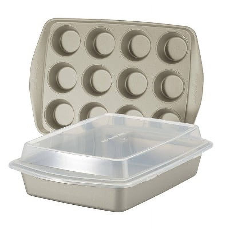 Silver Nonstick 3-Piece Bakeware Set with Lid