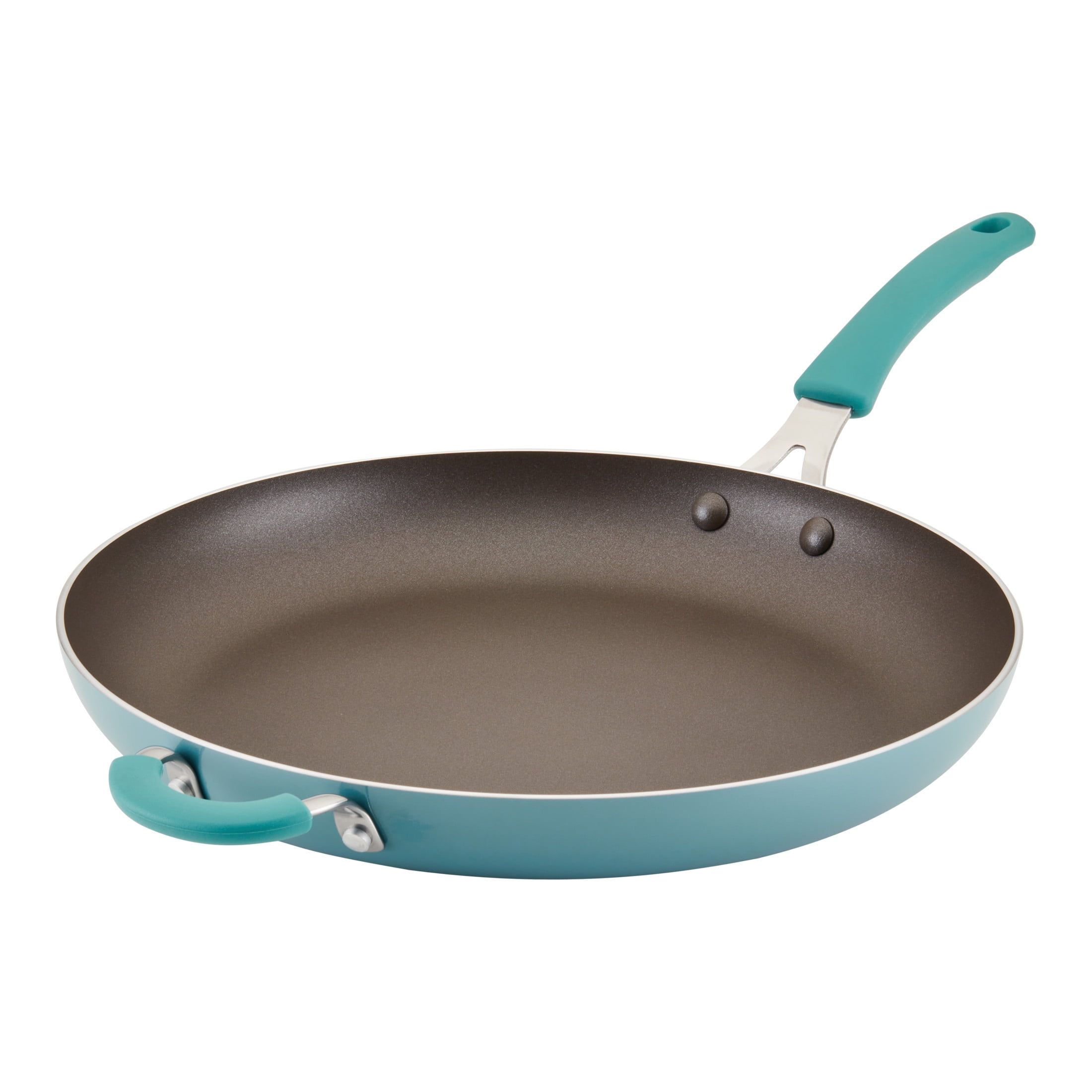 Agave Blue 14-Inch Aluminum Nonstick Frying Pan with Helper Handle