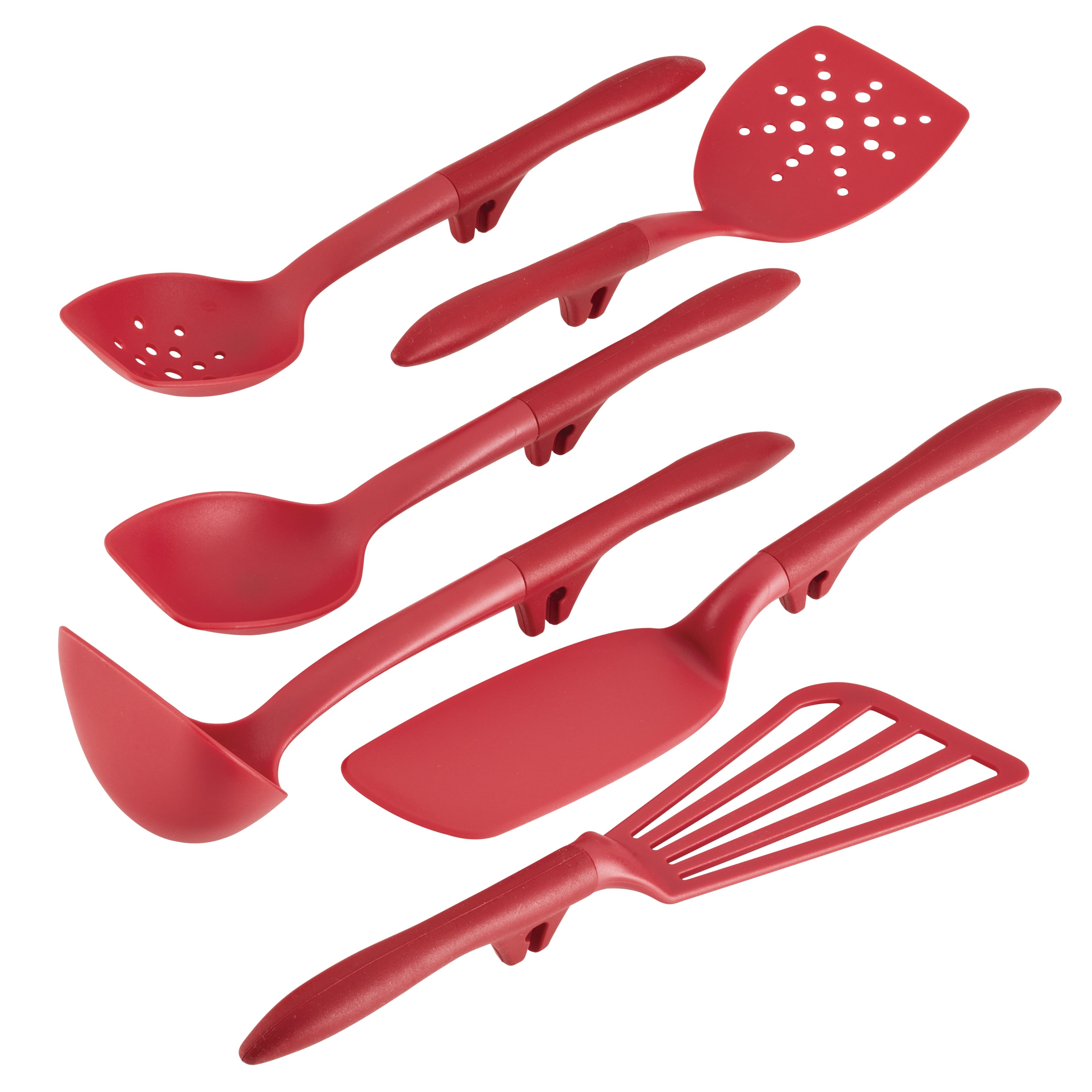 Red 6-Piece Nonstick Nylon Kitchen Utensil Set