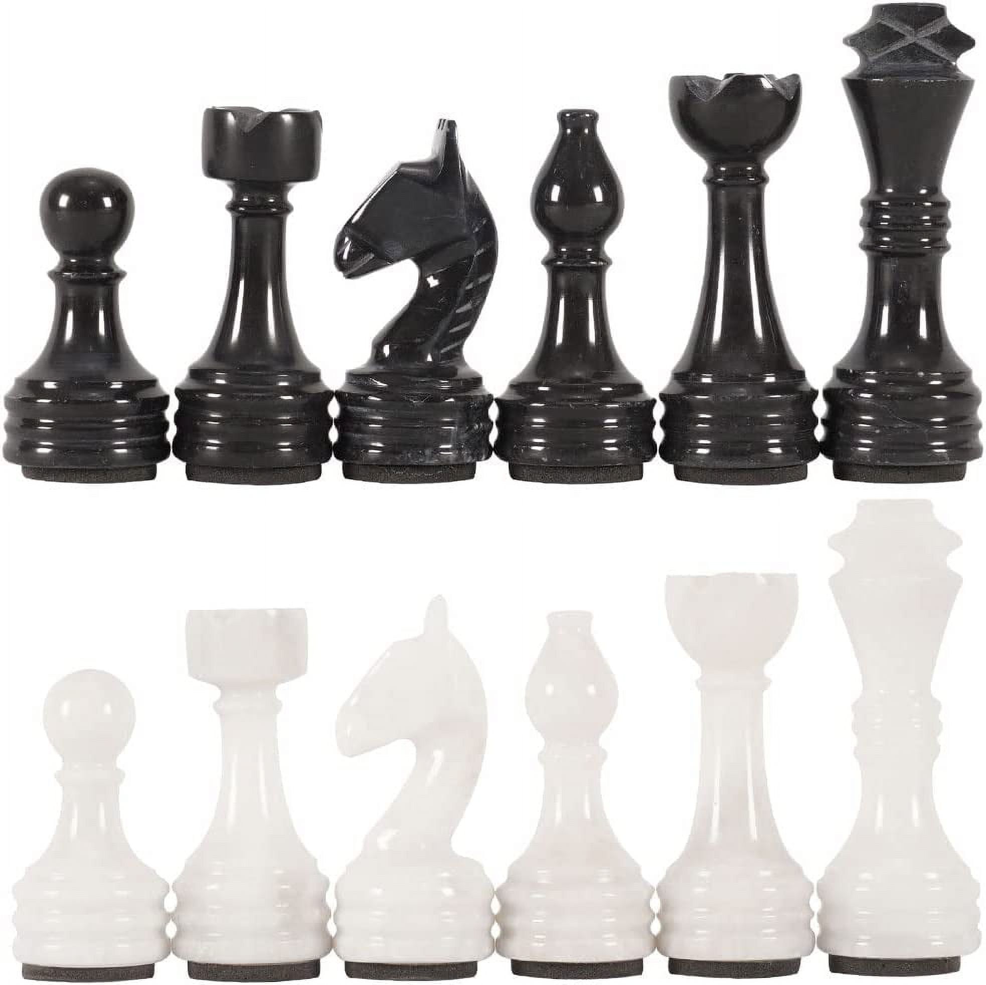 Handmade Black and White Marble Chess Figures 3.5 Inch King