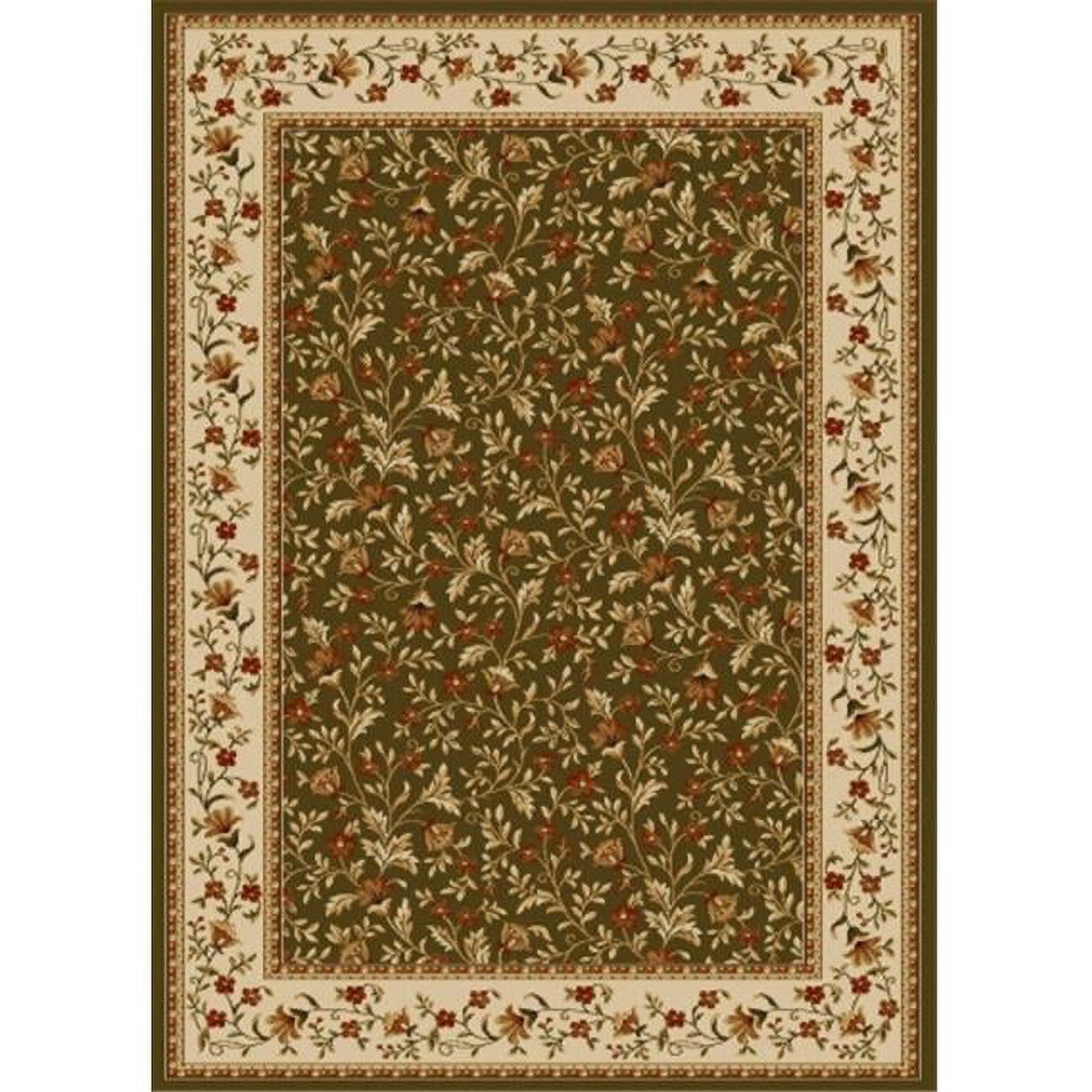 Sage Green Rectangular Floral Synthetic Area Rug