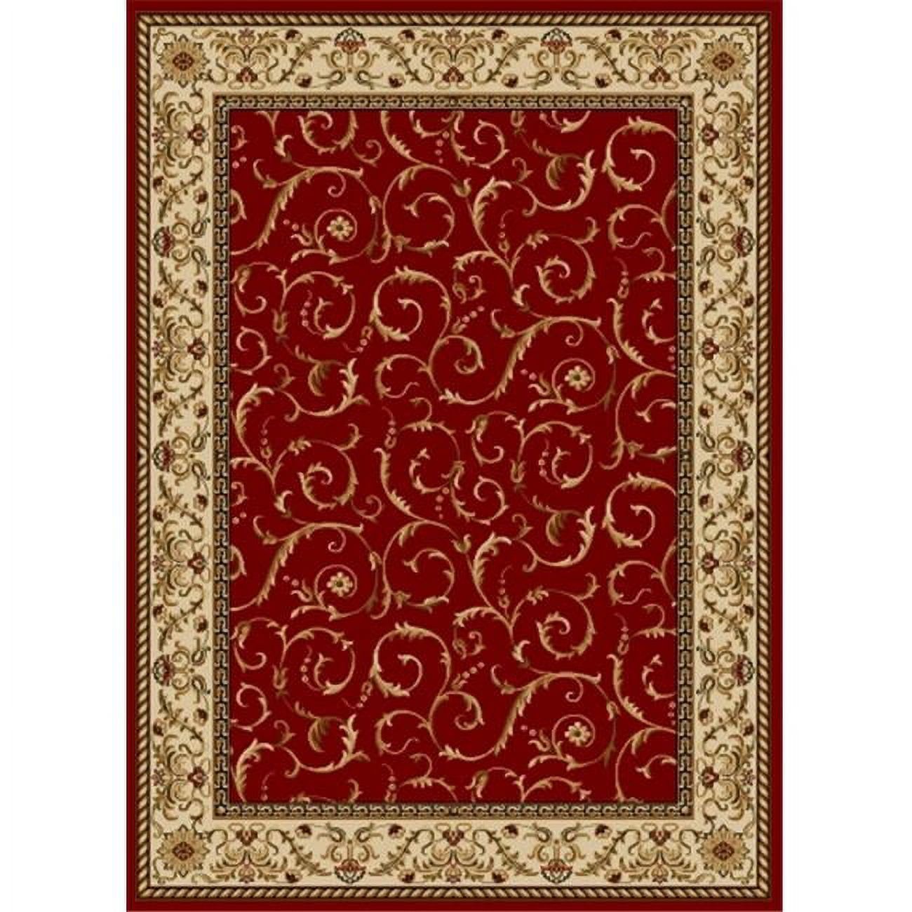 Elegant Red Floral 5'5" x 7'7" Synthetic Rectangular Area Rug