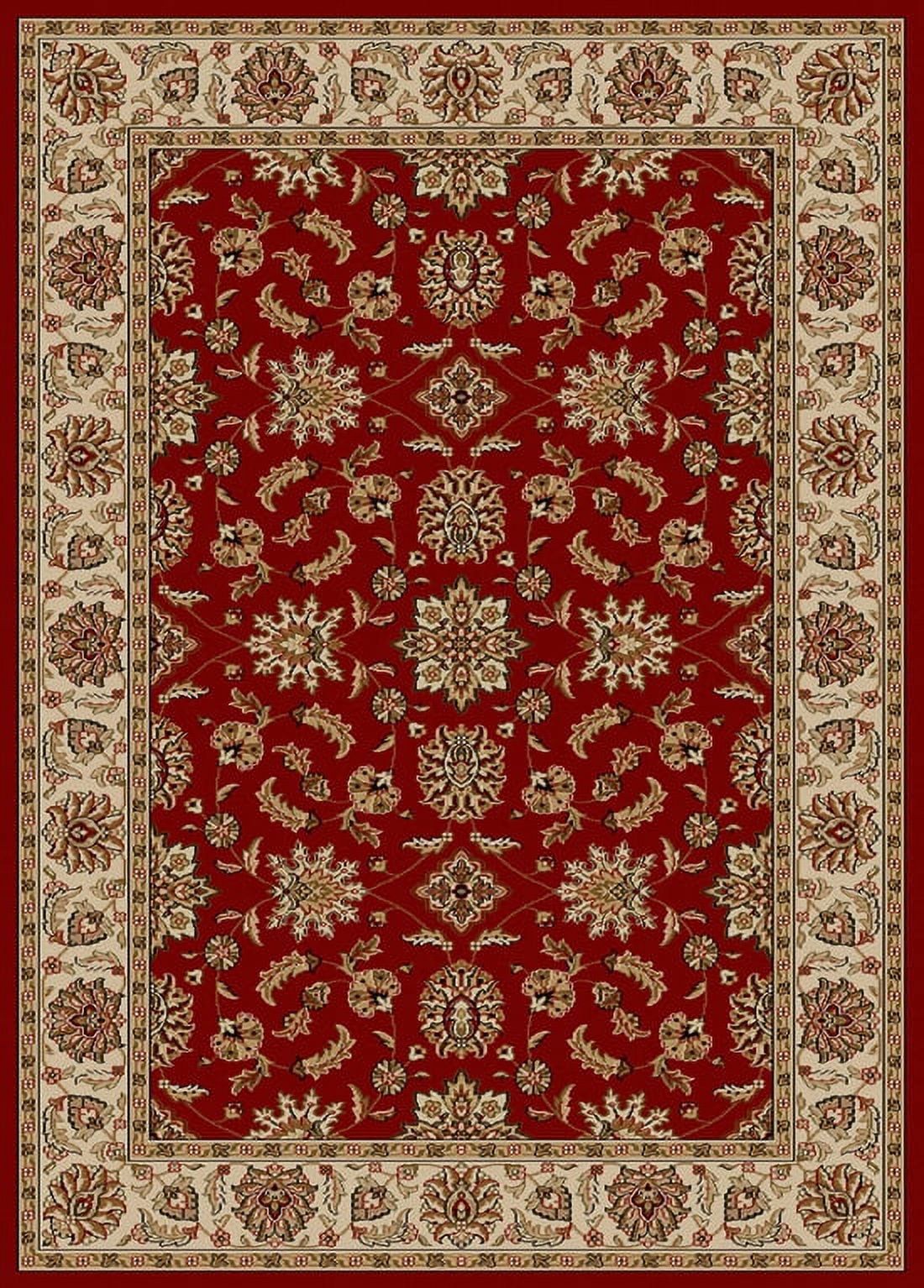 Como Red and Beige Italian Bordered Area Rug 3' 3" x 4' 11"