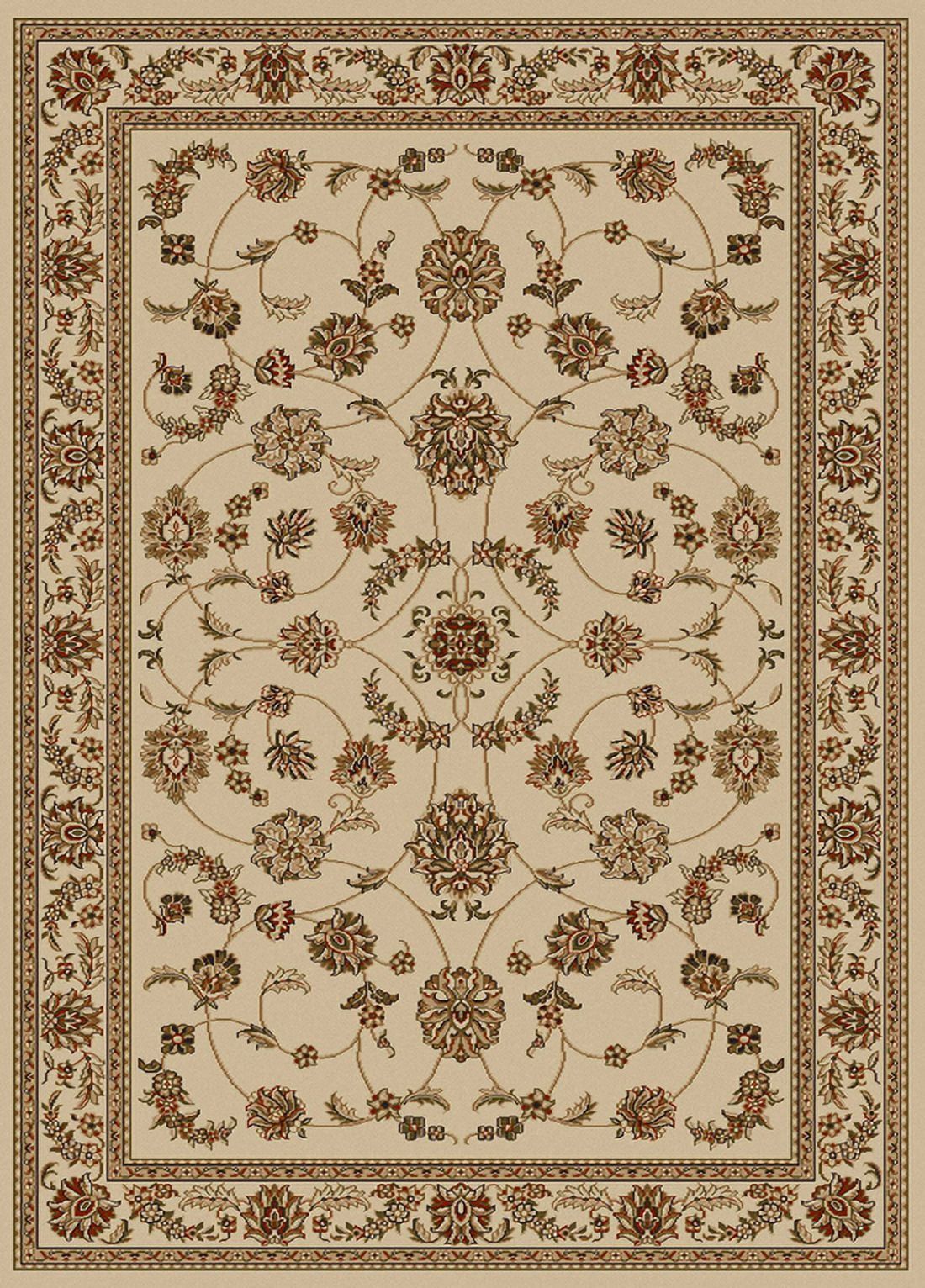 Ivory Rectangular Synthetic Easy Care Area Rug, 9'10" x 12'10"