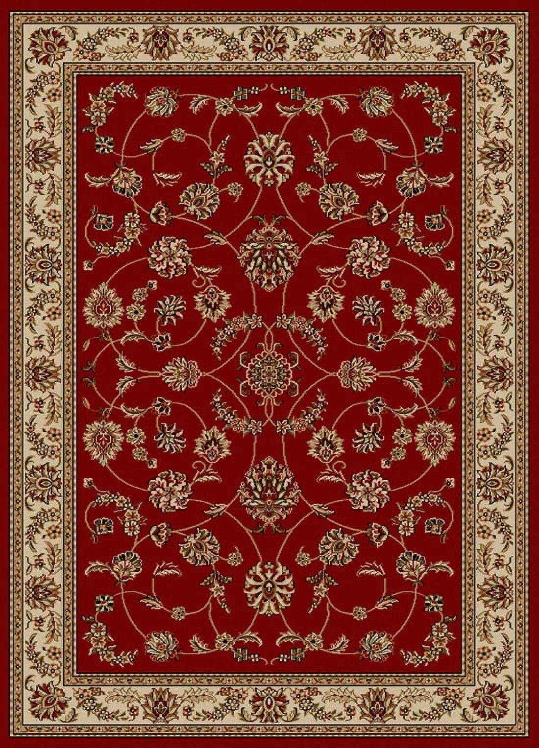 Red and Beige 8' x 10' Synthetic Traditional Area Rug