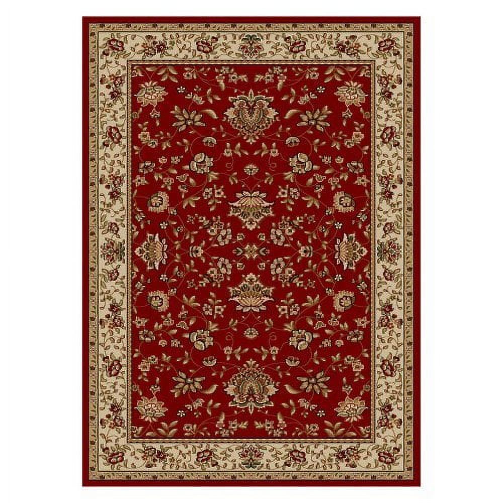 Red Floral Border 8' Runner Synthetic Area Rug