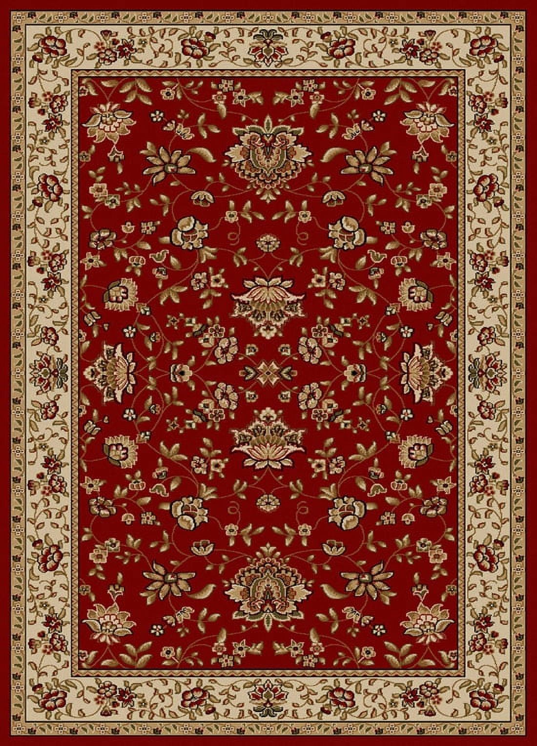 Red and Beige 8' x 10' Synthetic Traditional Area Rug