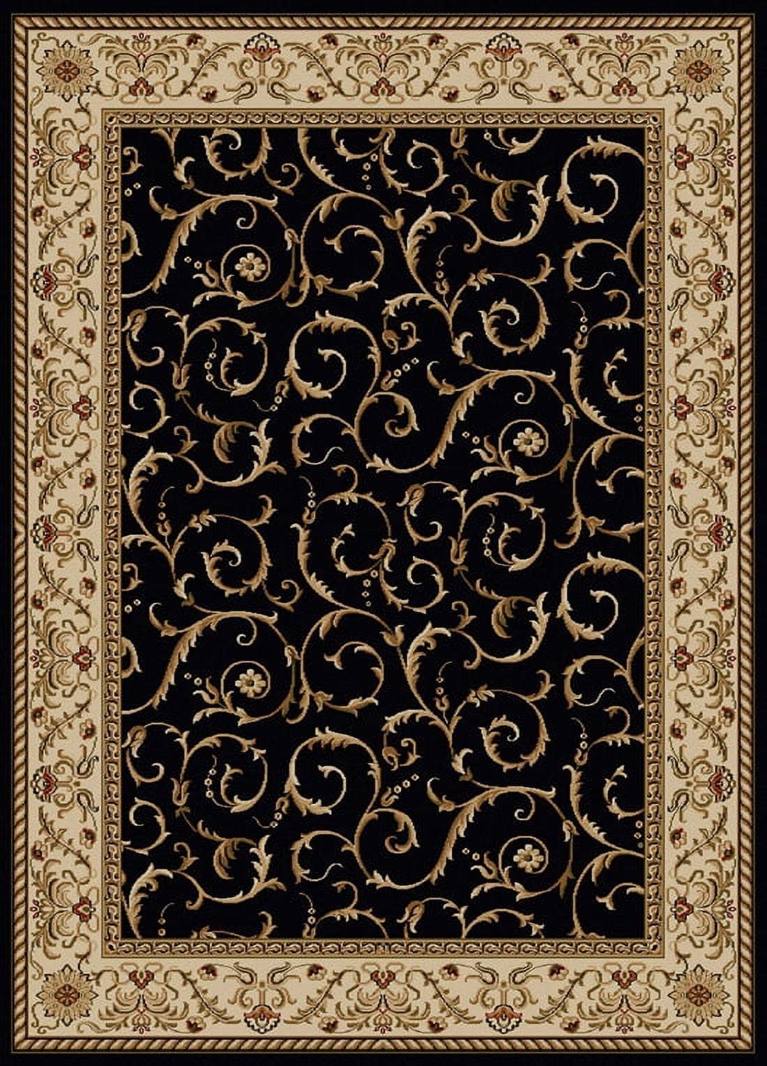 Black and Beige Rectangular Reversible Synthetic Area Rug 5' x 7'