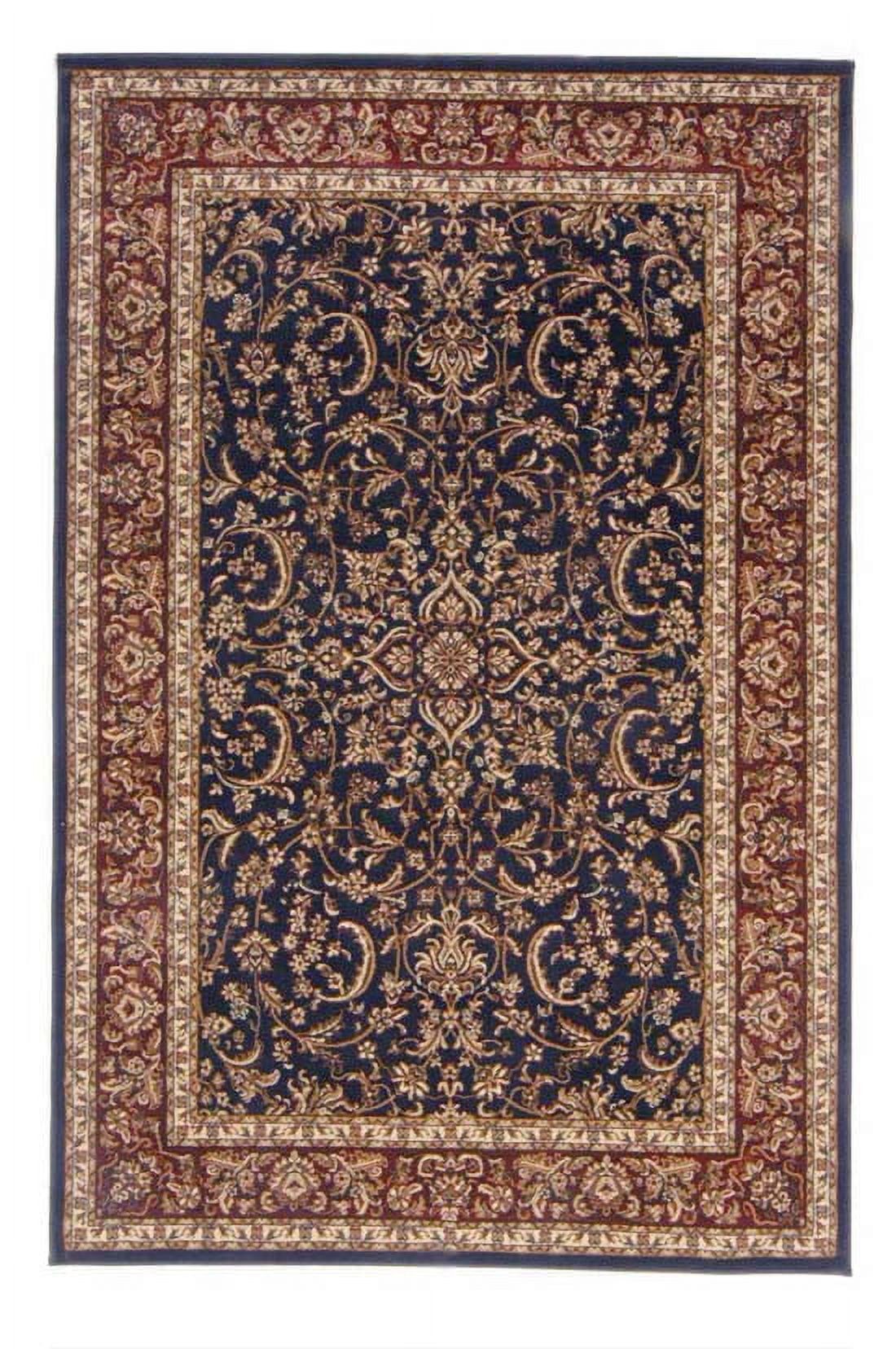 Navy Blue Round Synthetic Oriental Area Rug, 5'