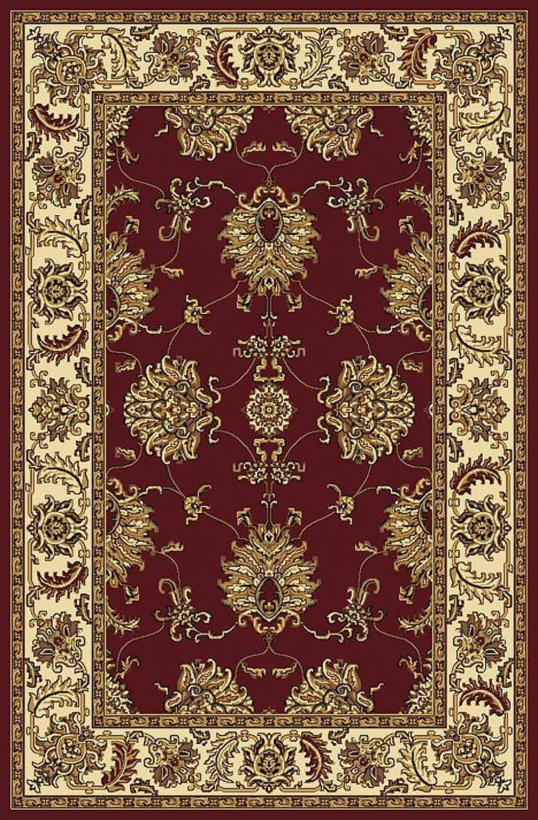 Burgundy and Beige Synthetic Traditional 3' x 5' Area Rug