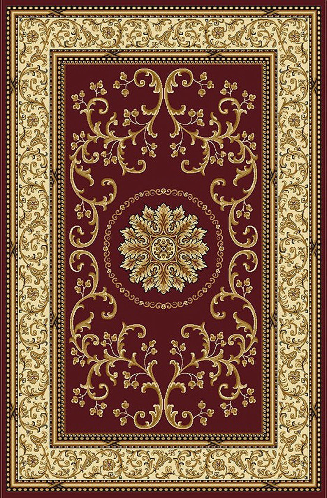 Burgundy and Ivory Synthetic Reversible Rectangular Area Rug