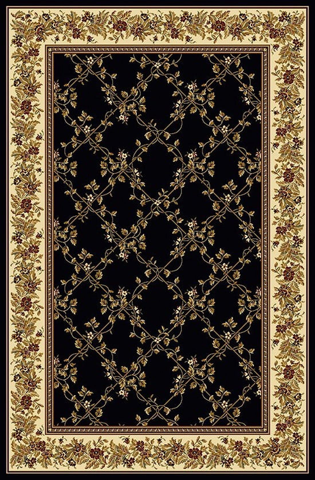 Rectangular Black Synthetic Easy Care Area Rug 5.42' x 8.25'