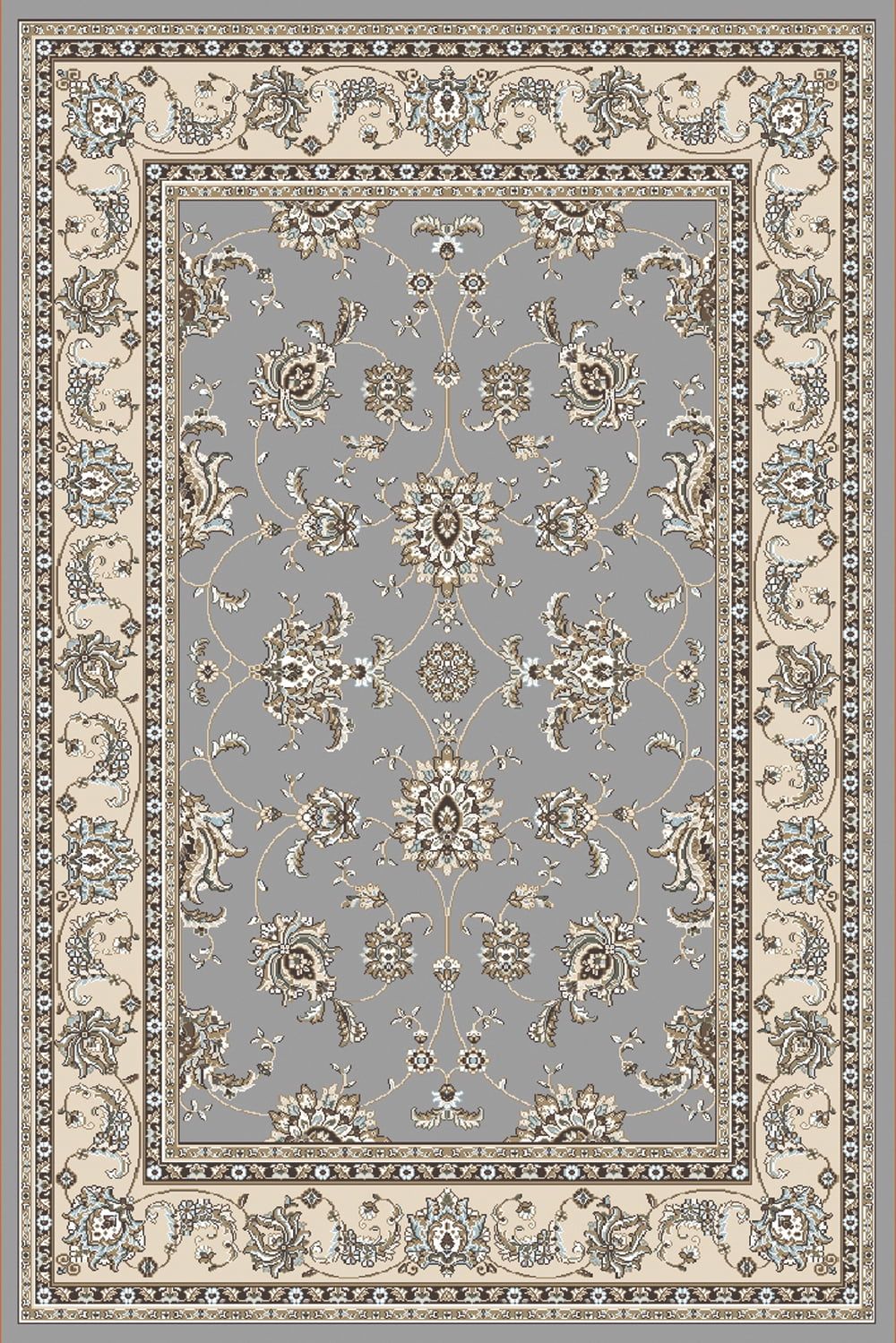 Pisa Gray and Beige Rectangular Synthetic Area Rug