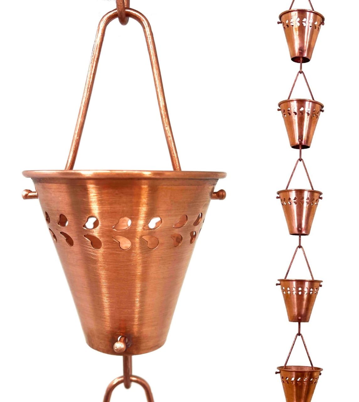 8.5 ft Copper Fiona Rain Chain Water Diverter